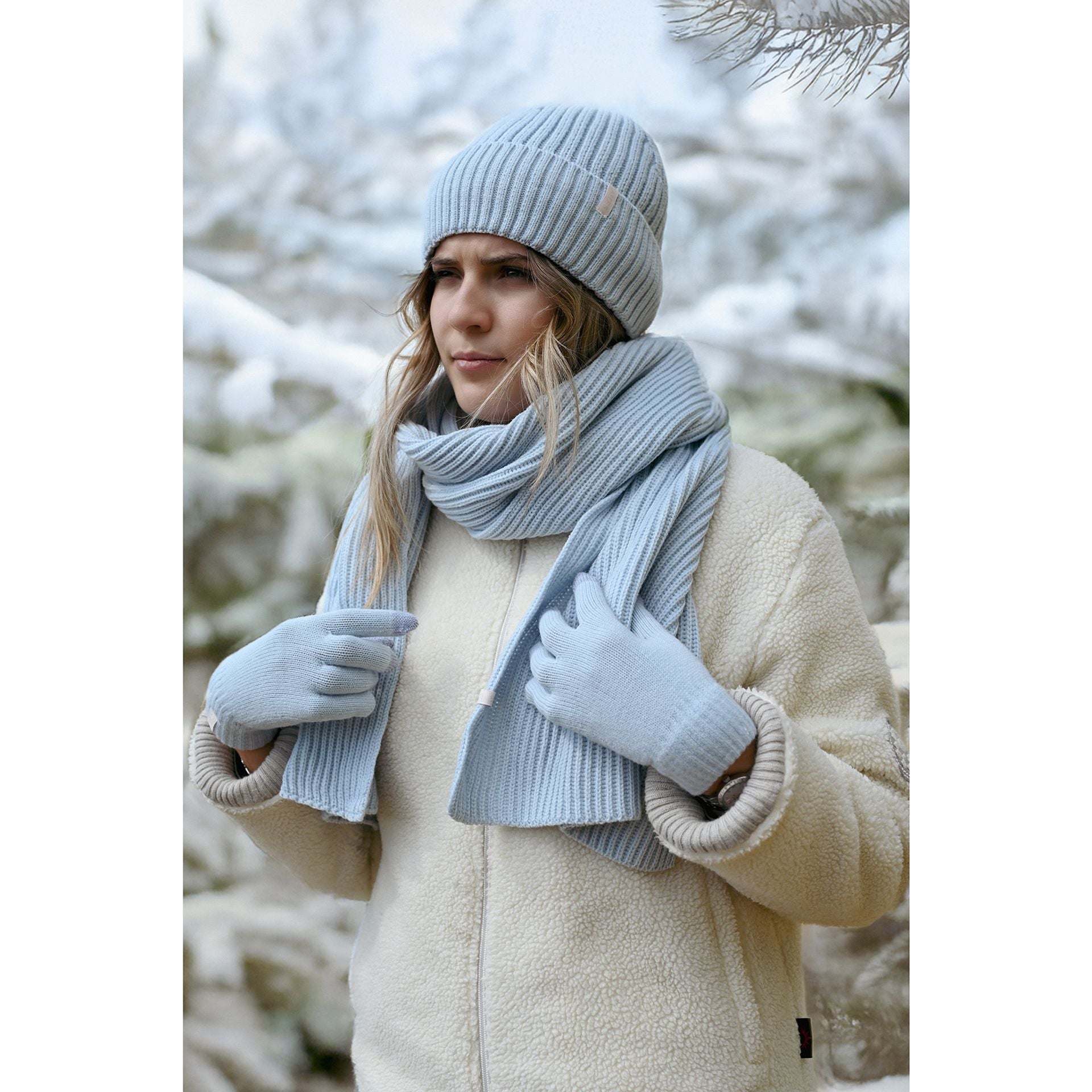 Sophia Layers Cosy Knit Hat Glove & Scarf Gift Set - Powder Blue