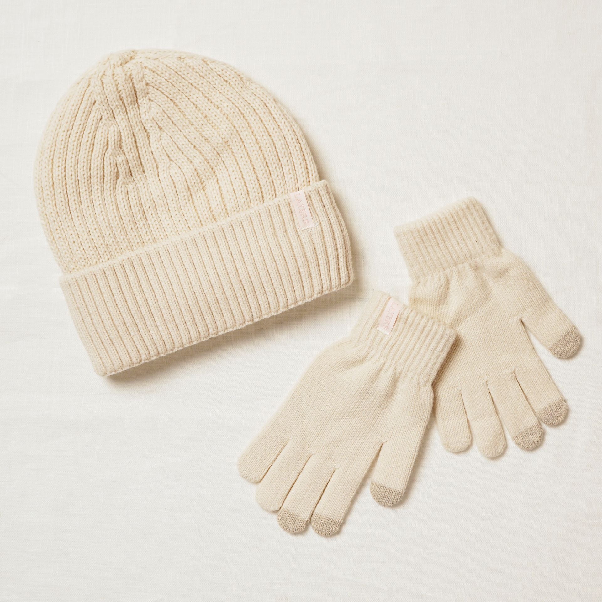Sophia Layers Cosy Knit Hat & Glove Gift Set - Ivory