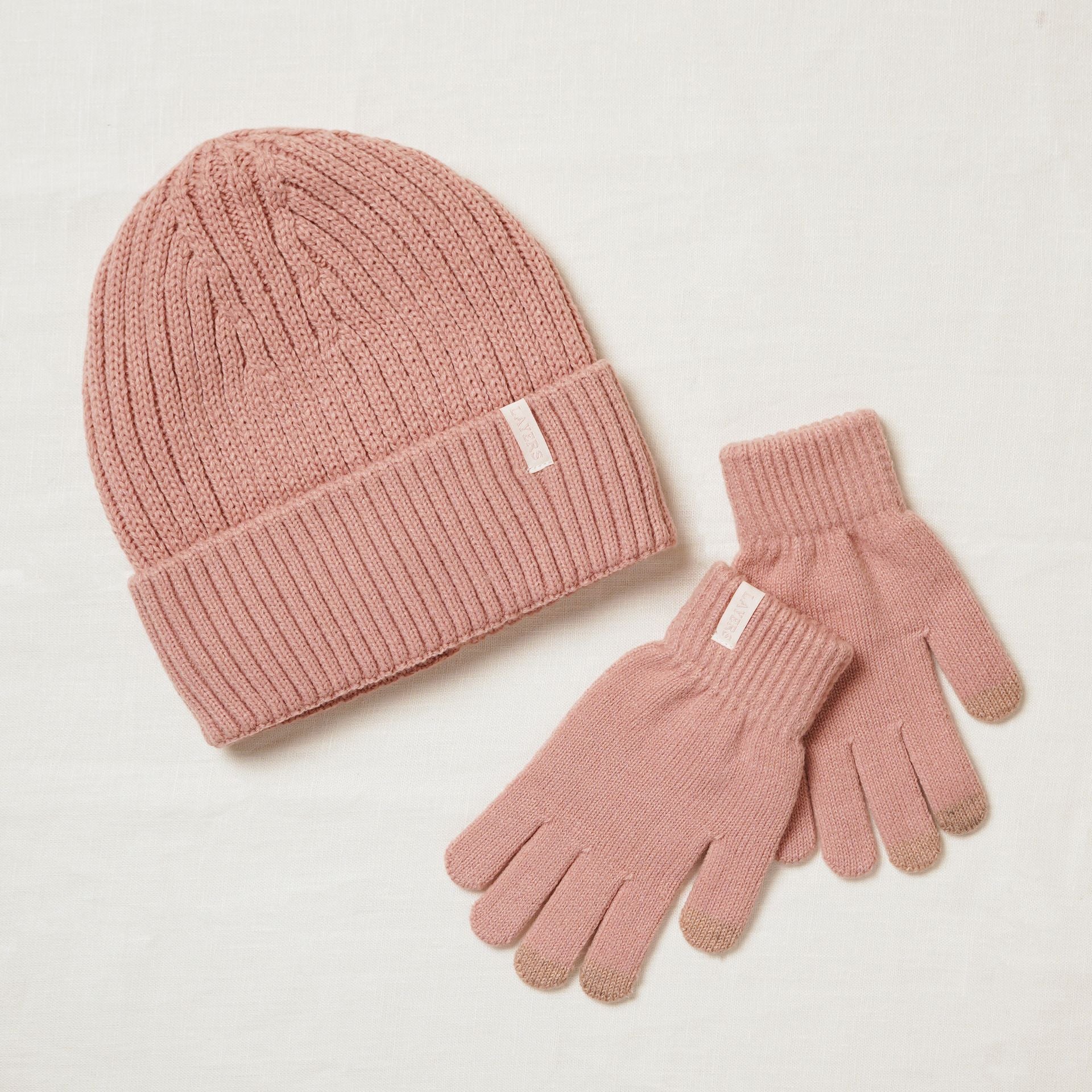 Sophia Layers Cosy Knit Hat & Glove Gift Set - Blush Pink