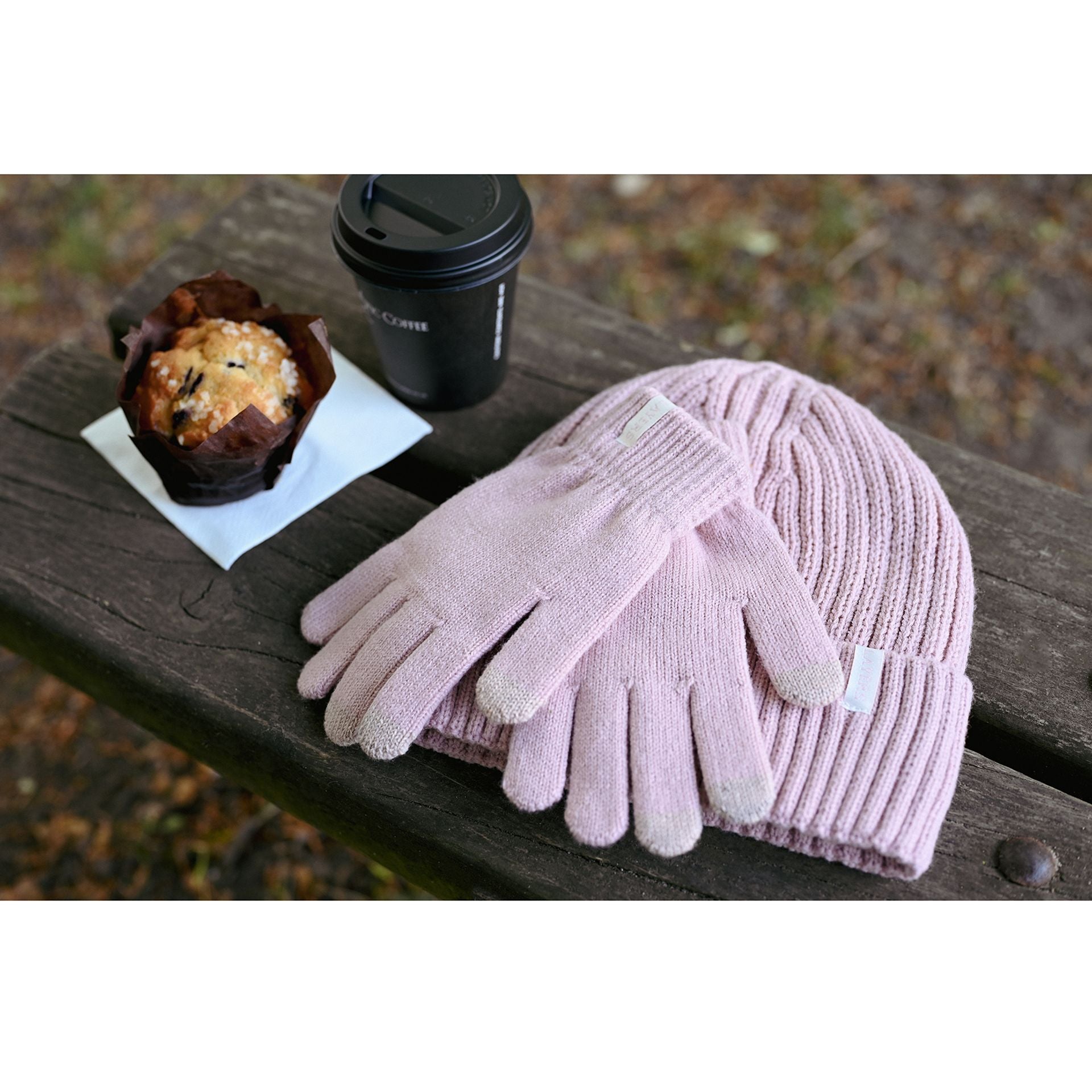 Sophia Layers Cosy Knit Hat & Glove Gift Set - Blush Pink