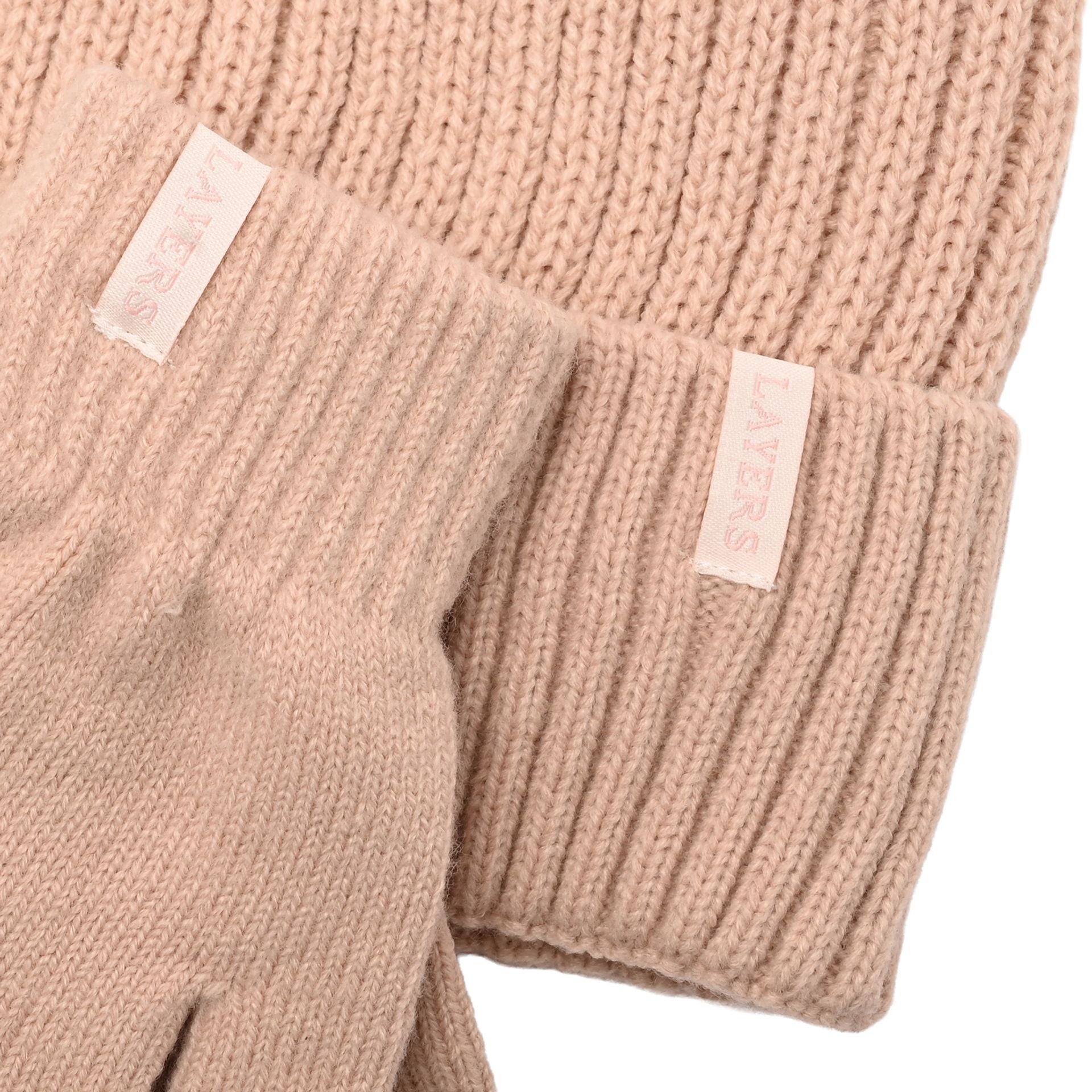 Sophia Layers Cosy Knit Hat & Glove Gift Set - Nude