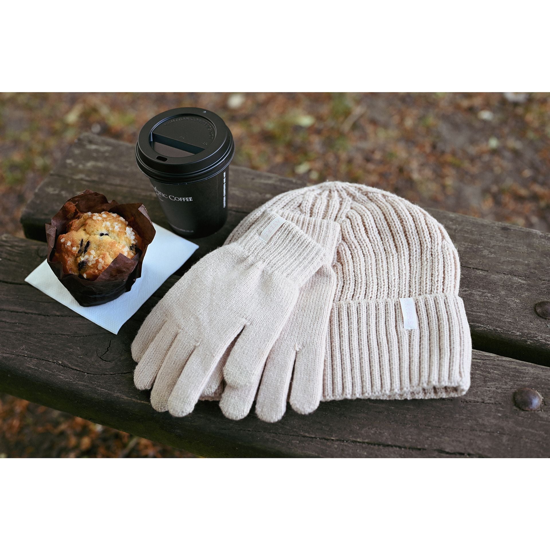 Sophia Layers Cosy Knit Hat & Glove Gift Set - Nude