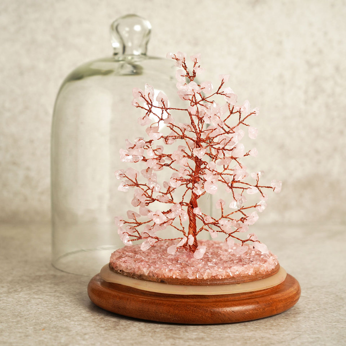 Serenity Gemstone Dome Tree 200 Beads - Rose Quartz