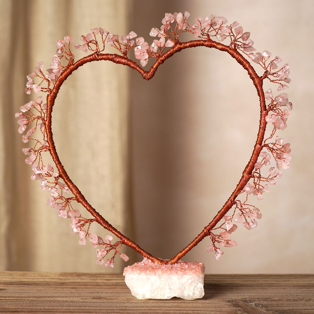 Serenity Rose Quartz Heart Shaped Tree