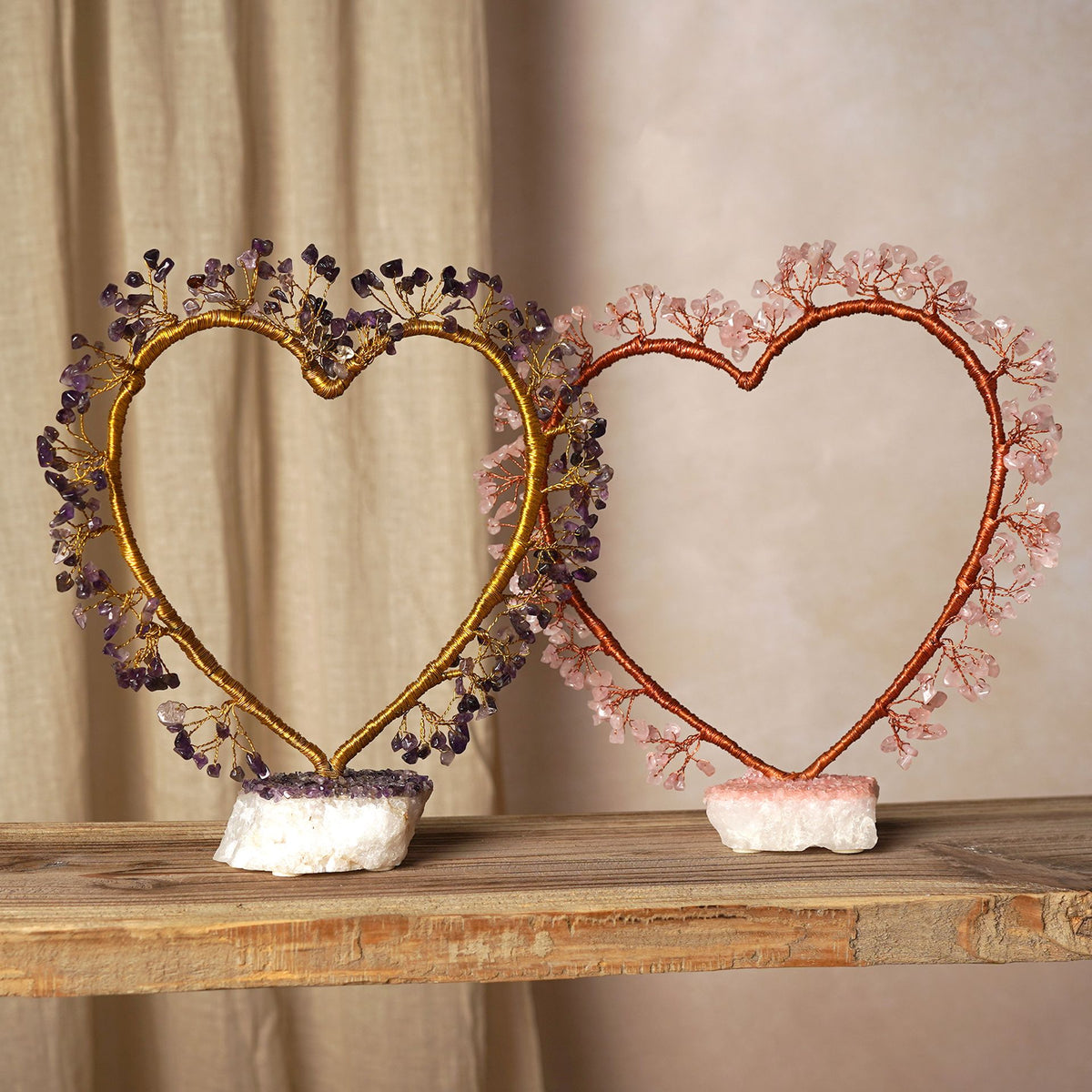 Serenity Rose Quartz Heart Shaped Tree