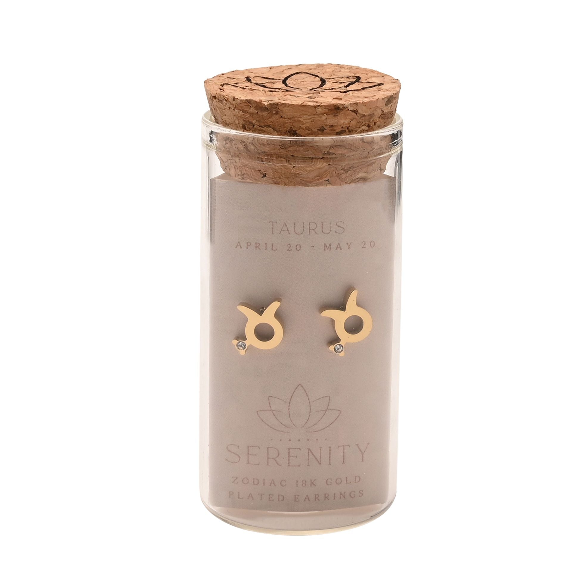 Serenity Zodiac 18k Gold Plated Earrings - Taurus