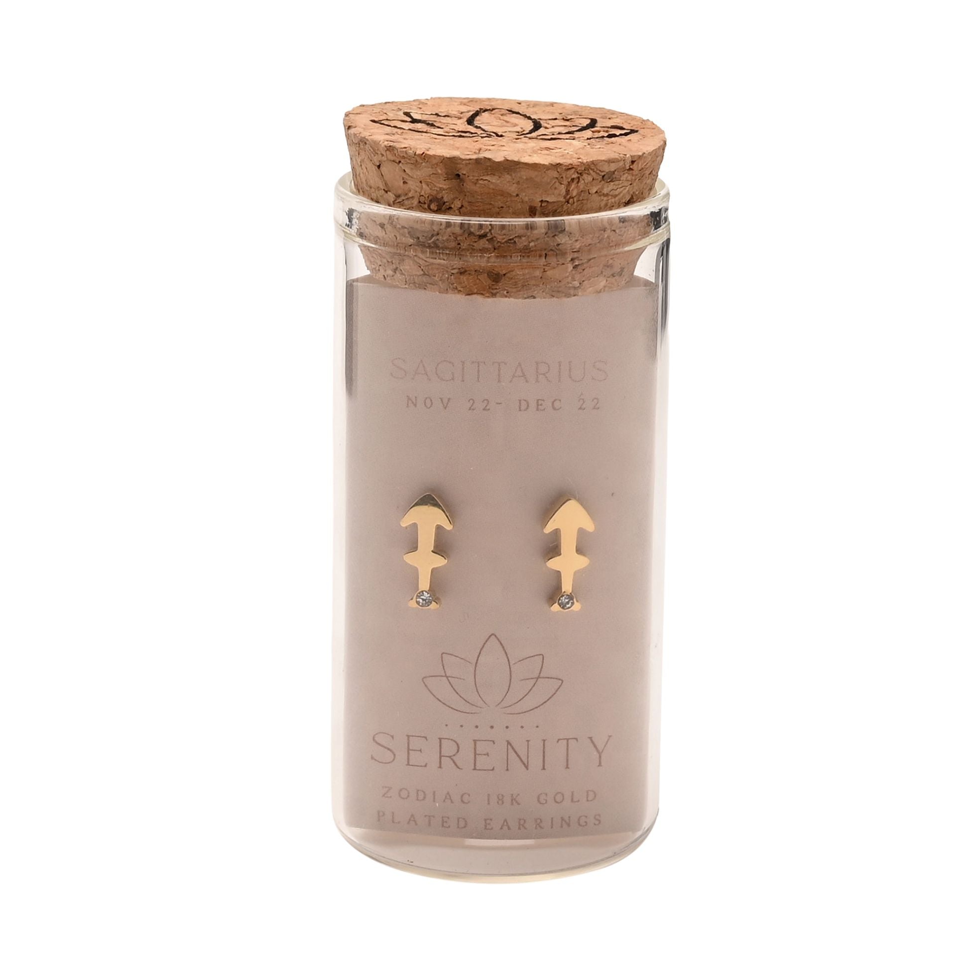 Serenity Zodiac 18k Gold Plated Earrings - Sagittarius