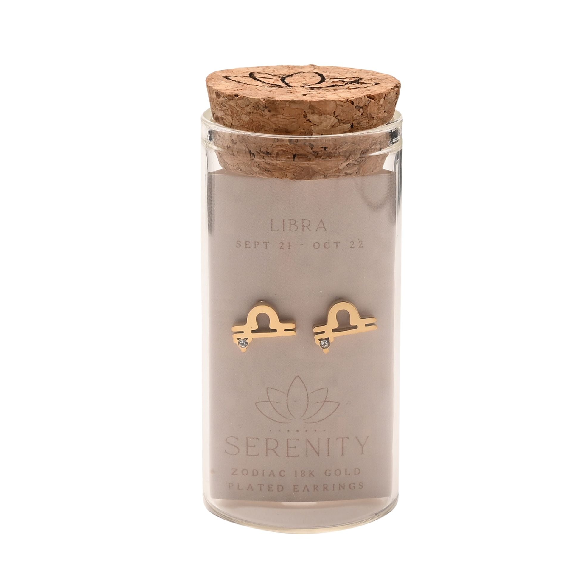 Serenity Zodiac 18k Gold Plated Earrings - Libra