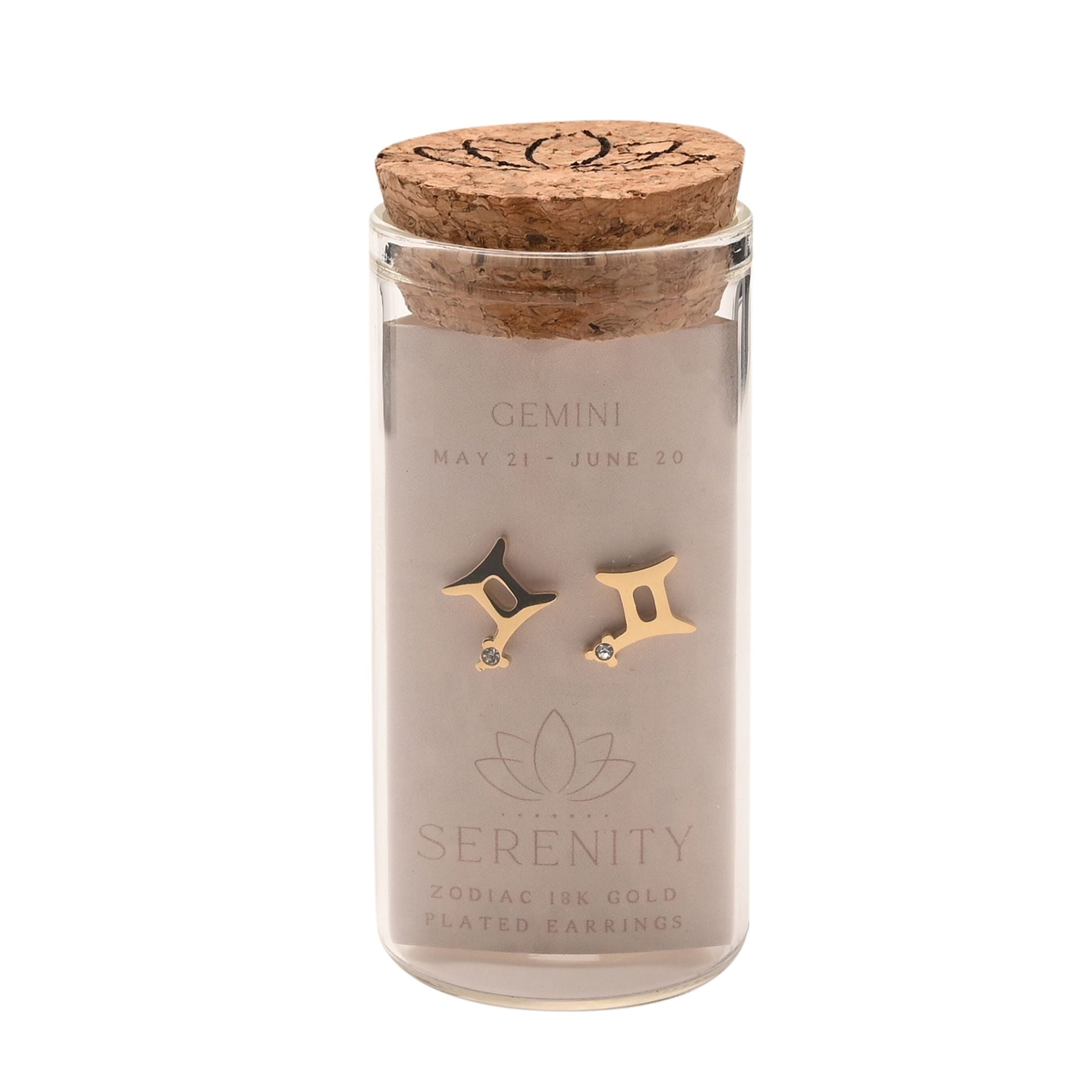 Serenity Zodiac 18k Gold Plated Earrings - Gemini