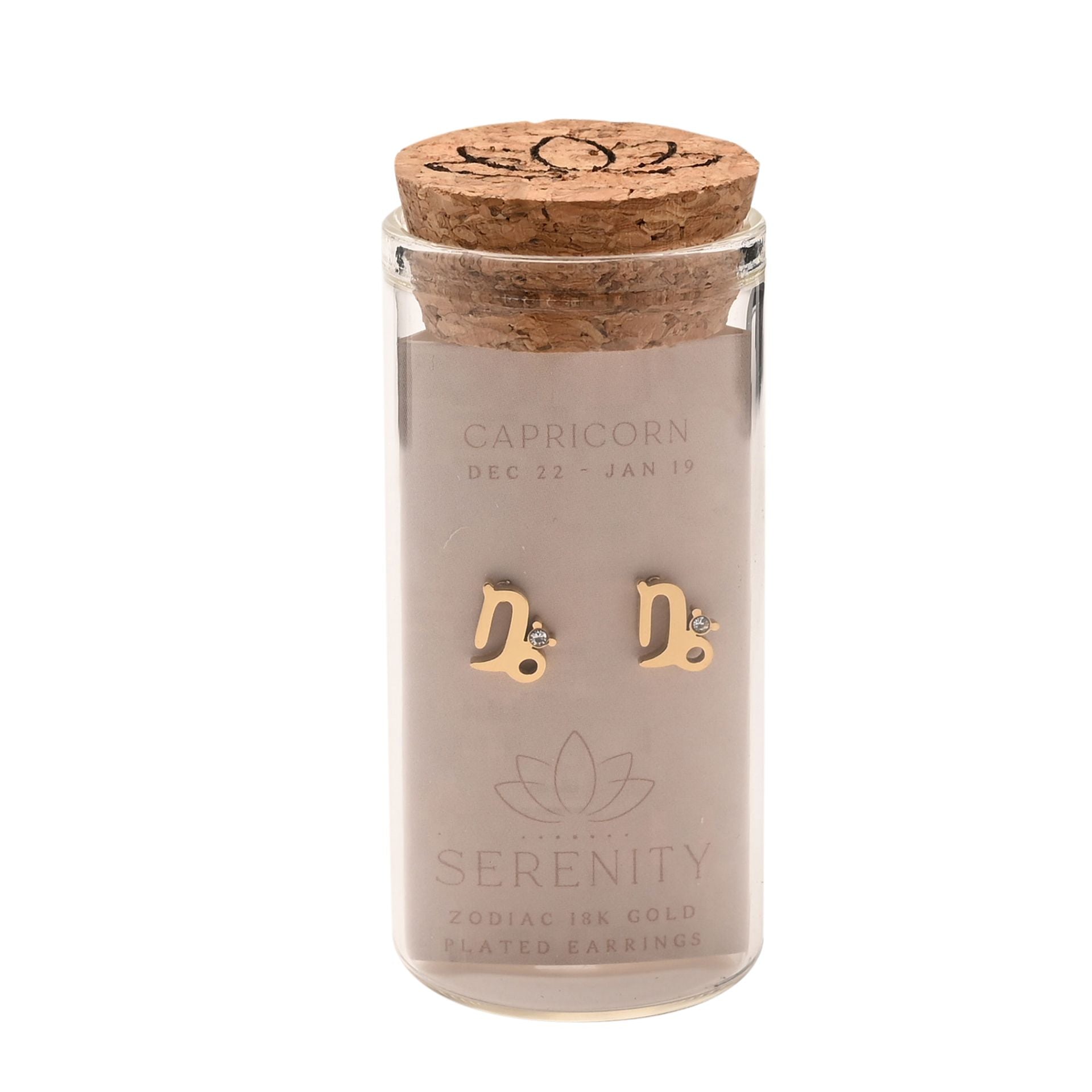 Serenity Zodiac 18k Gold Plated Earrings - Capricorn