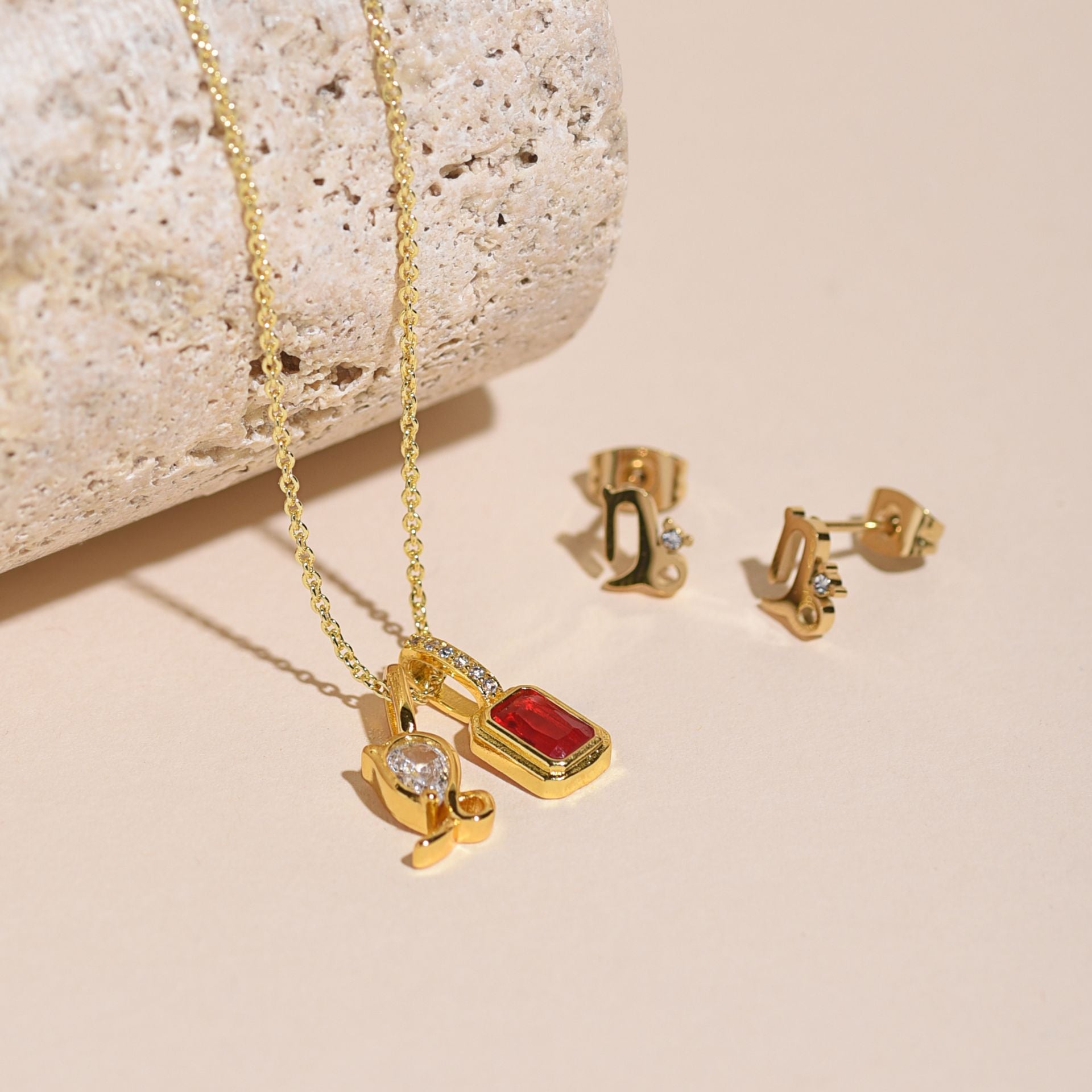 Serenity Zodiac 18k Gold Plated Earrings - Capricorn