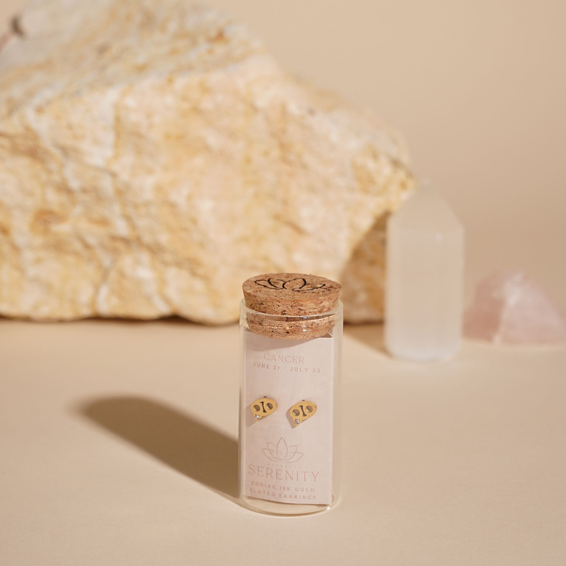 Serenity Zodiac 18k Gold Plated Earrings - Cancer