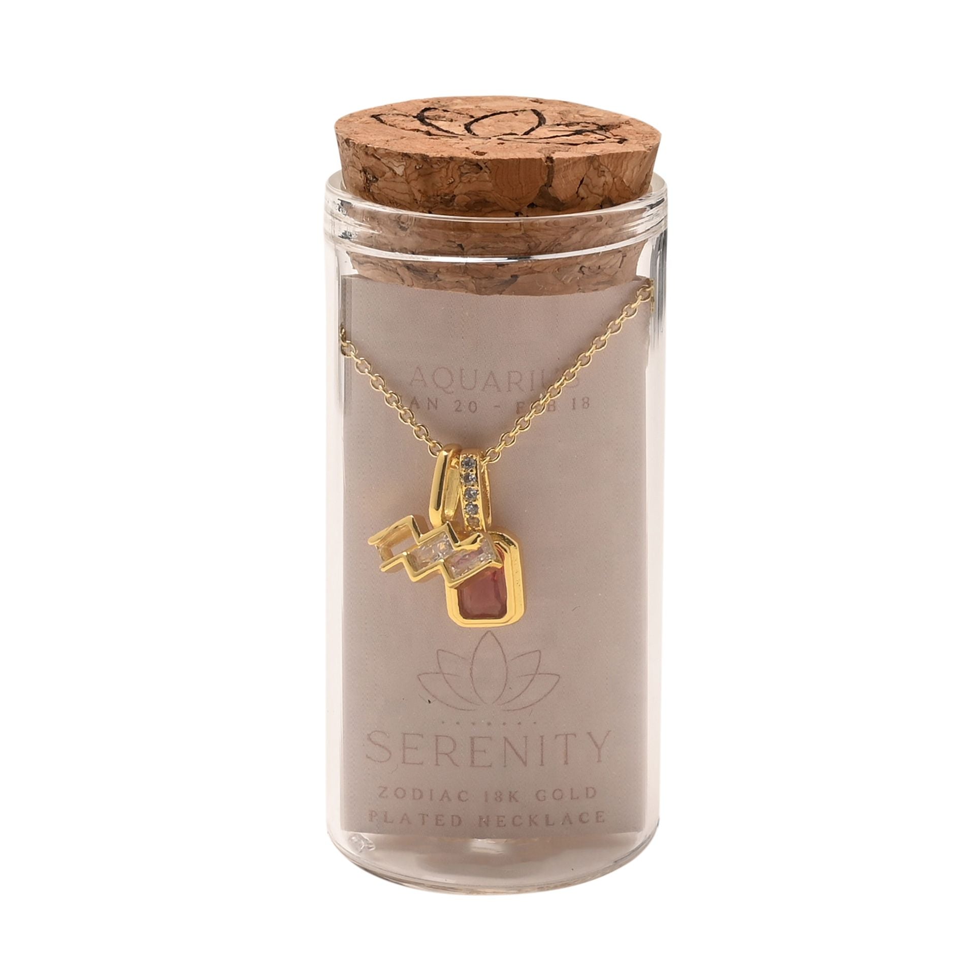 Serenity Zodiac 18k Gold Plated Necklace - Aquarius