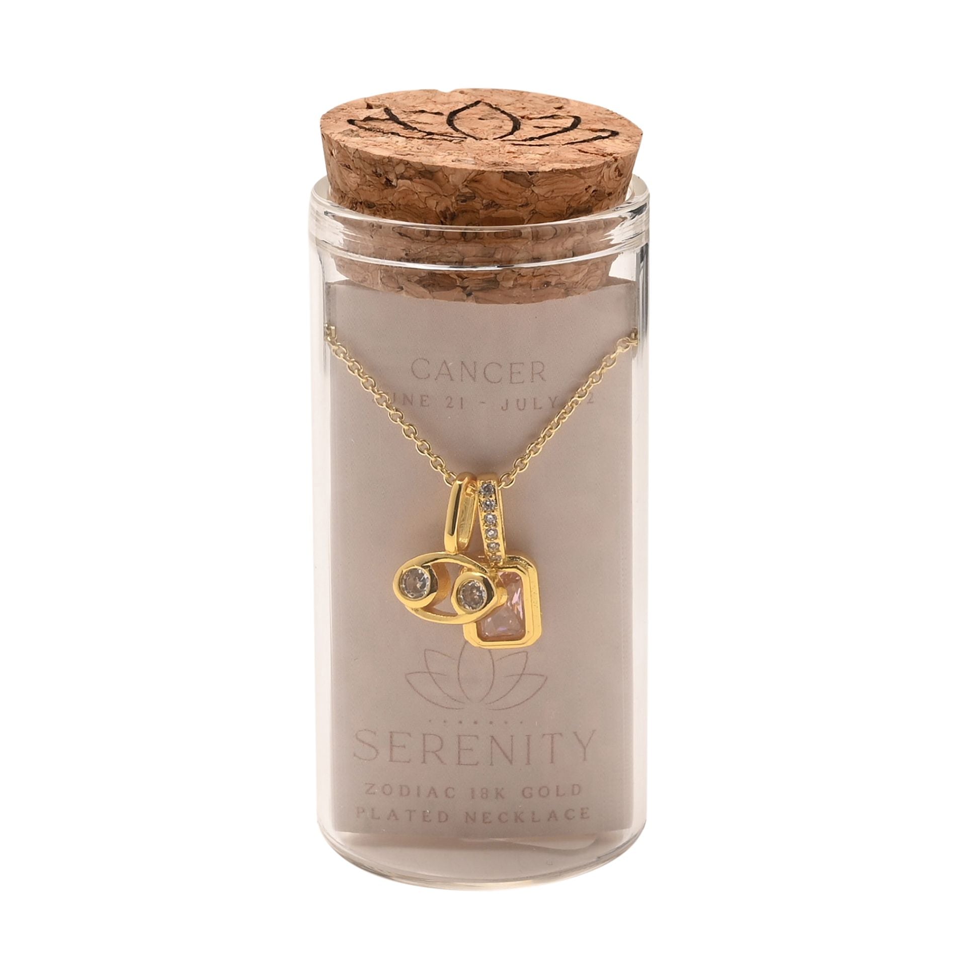 Serenity Zodiac 18k Gold Plated Necklace - Cancer