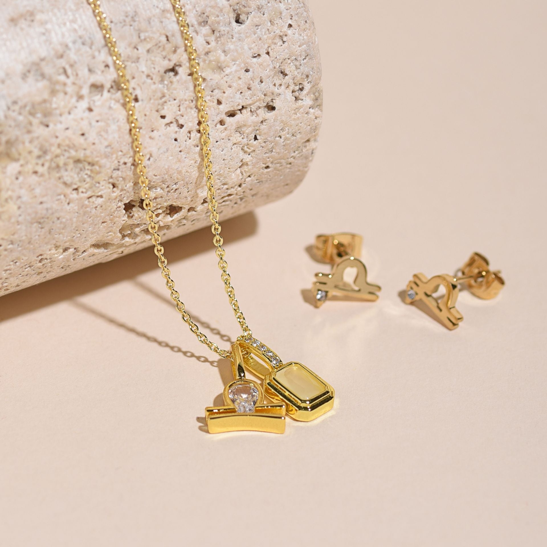 Serenity Zodiac 18k Gold Plated Necklace - Libra