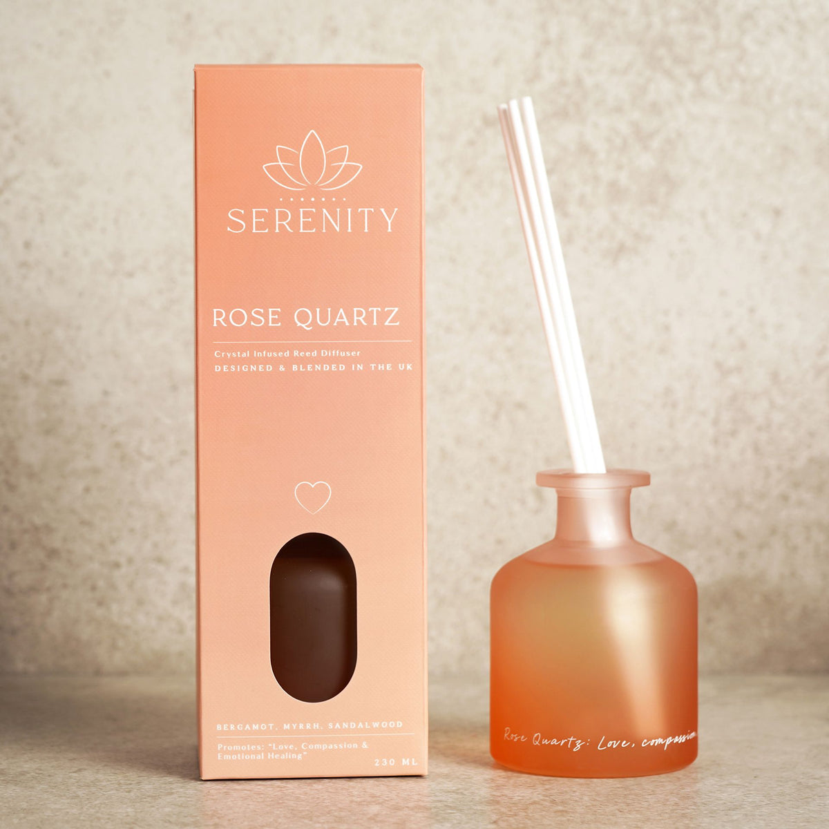 Serenity Rose Quartz Crystal Infused 230ml Oil Diffuser