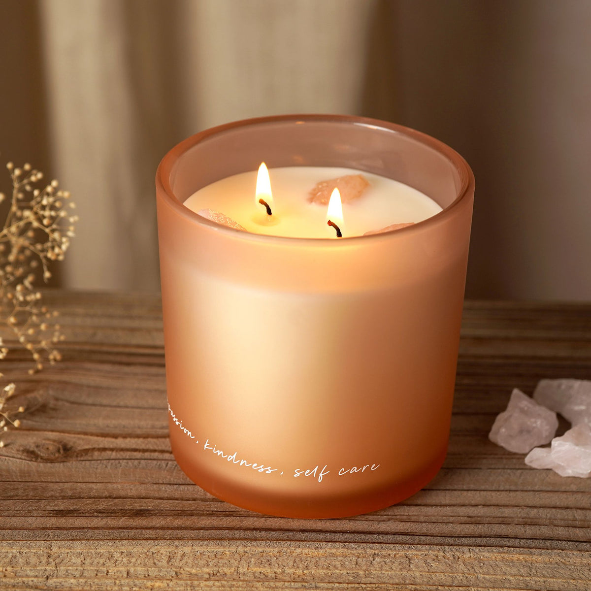 Serenity Rose Quartz Crystal Infused 380g Candle