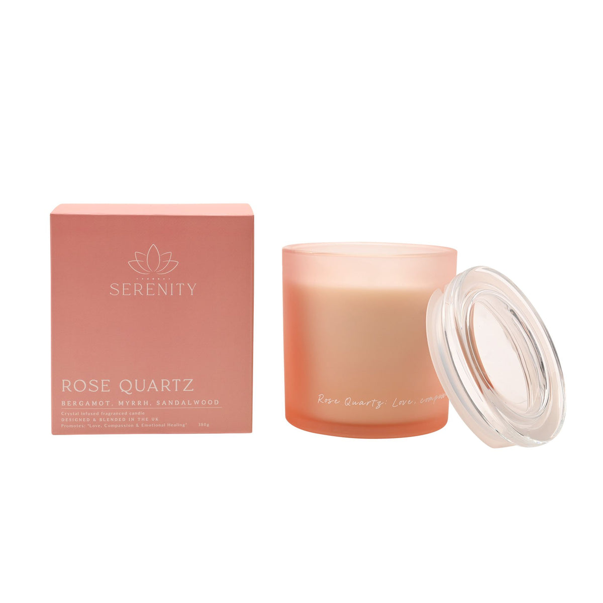 Serenity Rose Quartz Crystal Infused 380g Candle
