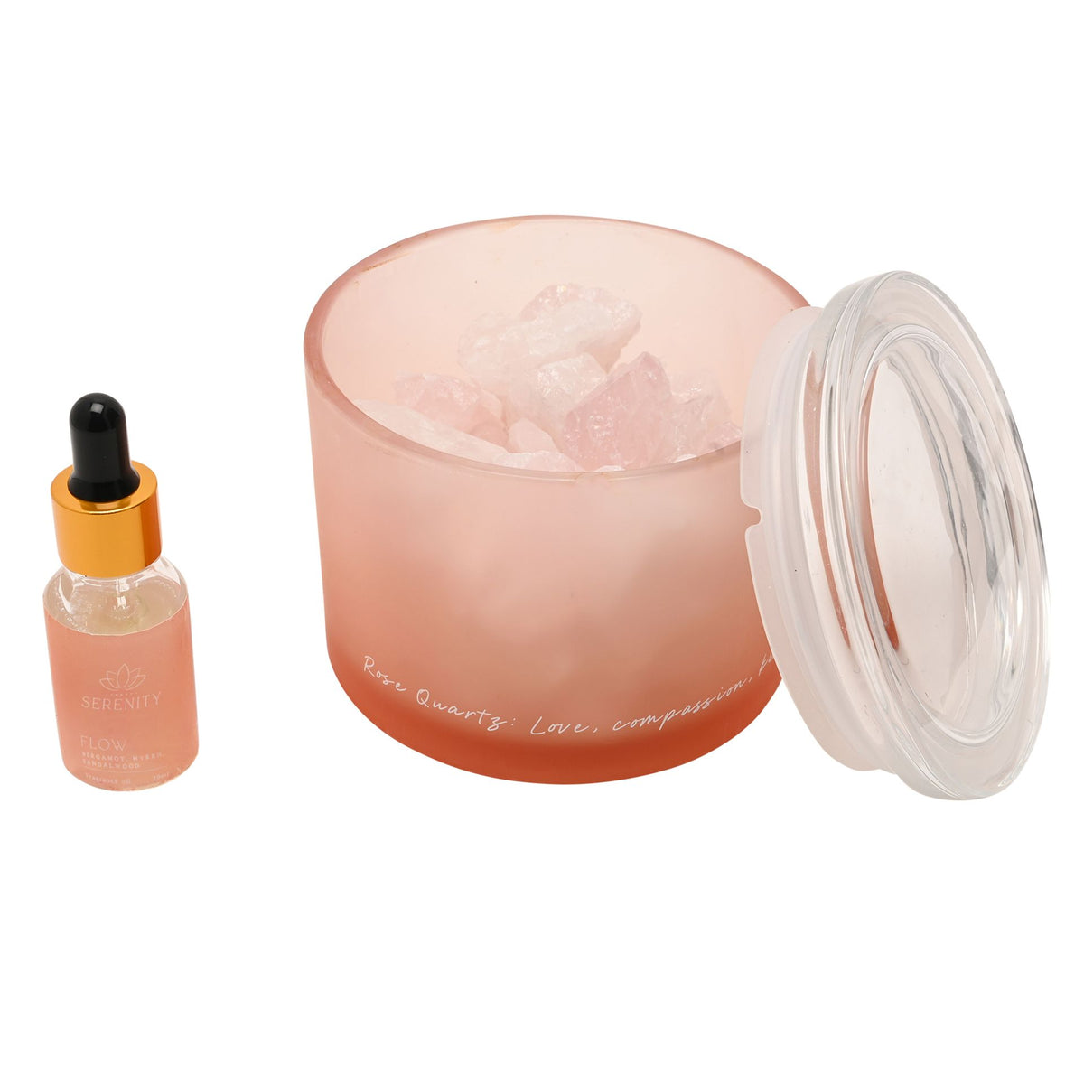 Serenity Rose Quartz Crystal Bowl Diffuser & Oil