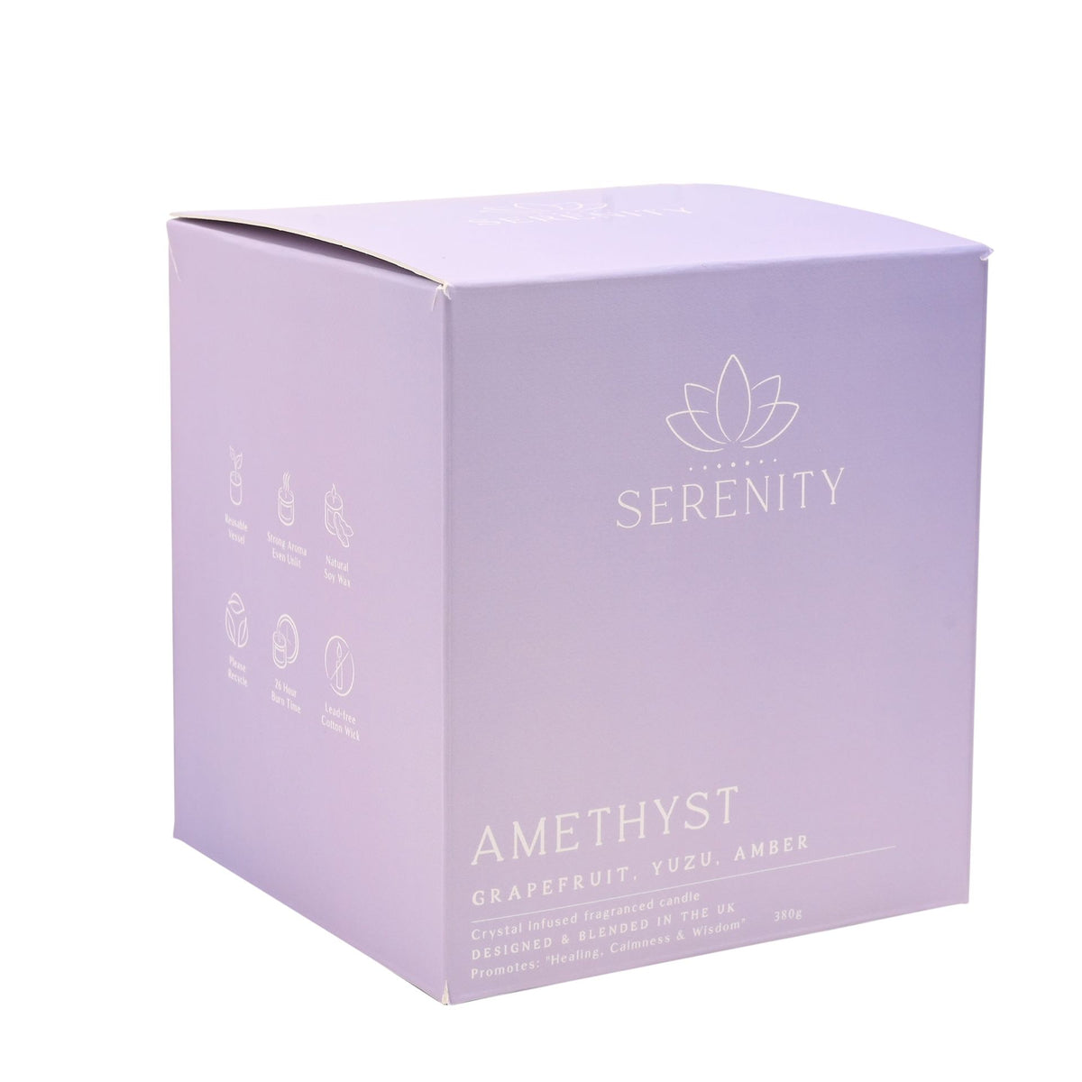 Serenity Amethyst Crystal Infused 380g Candle