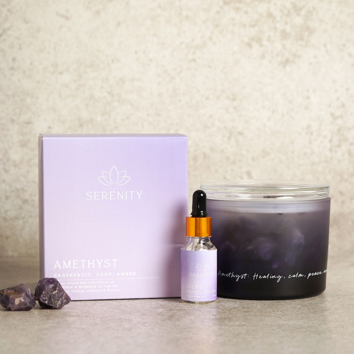 Serenity Amethyst Crystal Bowl Diffuser & Oil