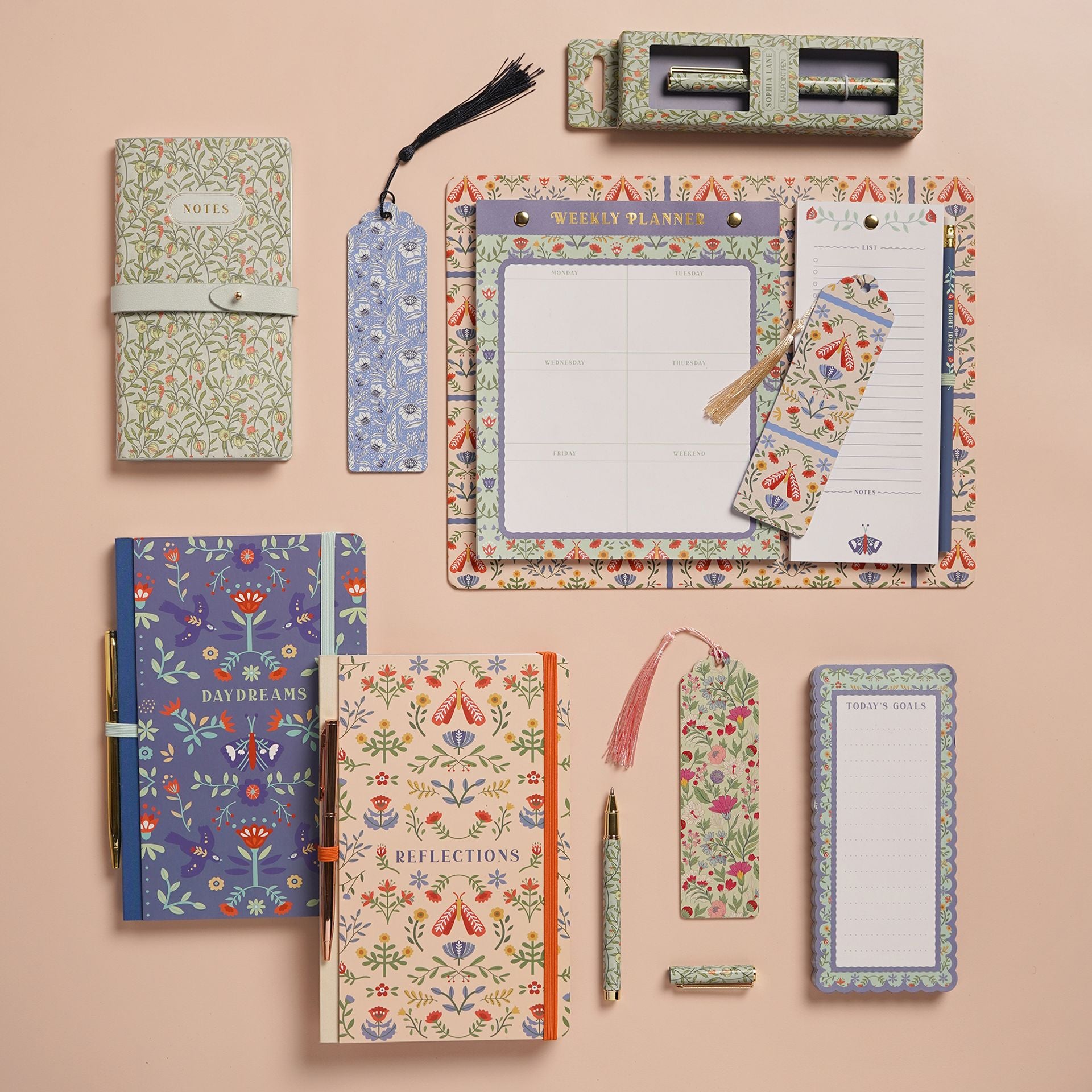 Sophia Lane Floral Pen Pot Pen & Notebook Gift Set