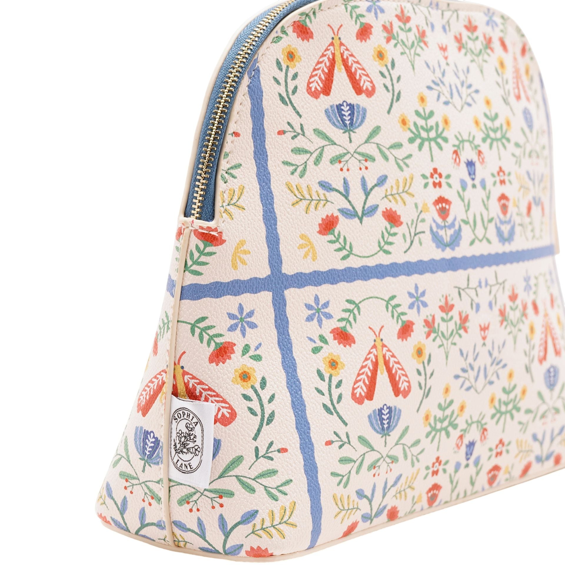 Sophia Lane Large Floral Make-Up Bag - Cream