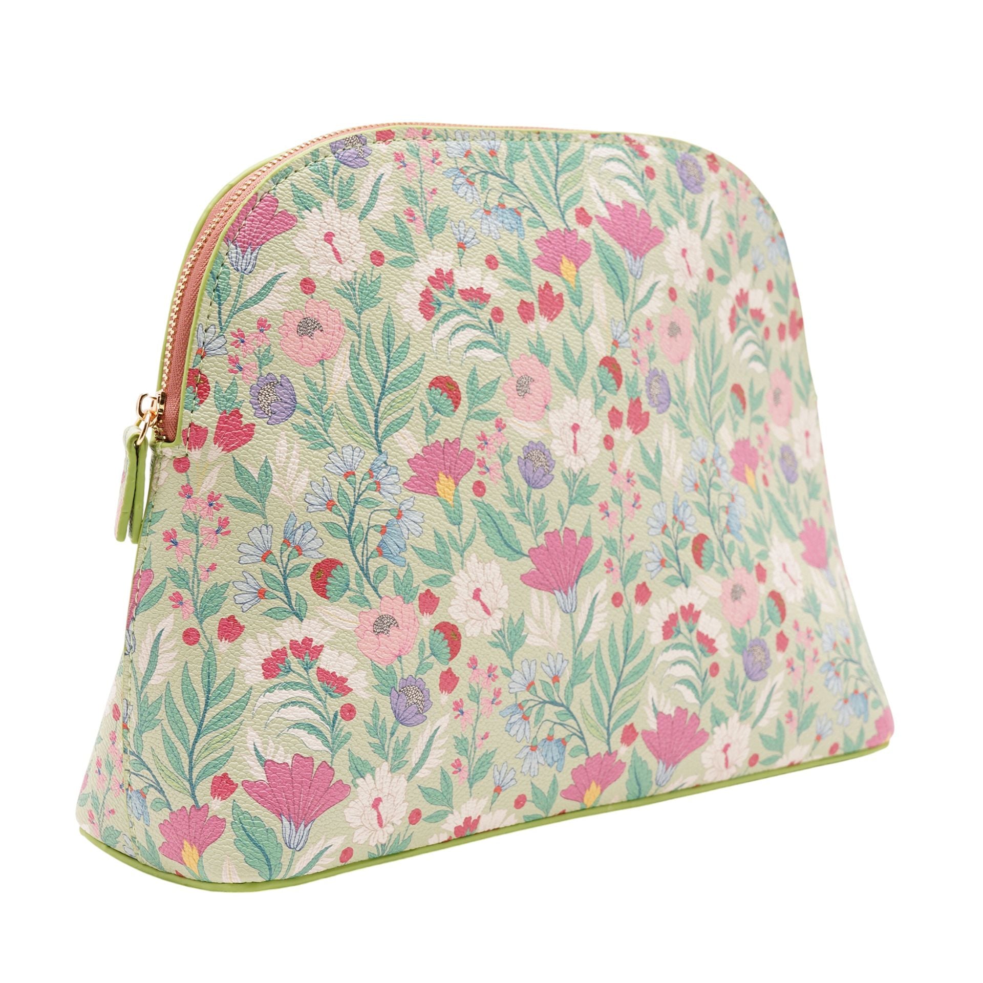Sophia Lane Large Floral Make-Up Bag - Green