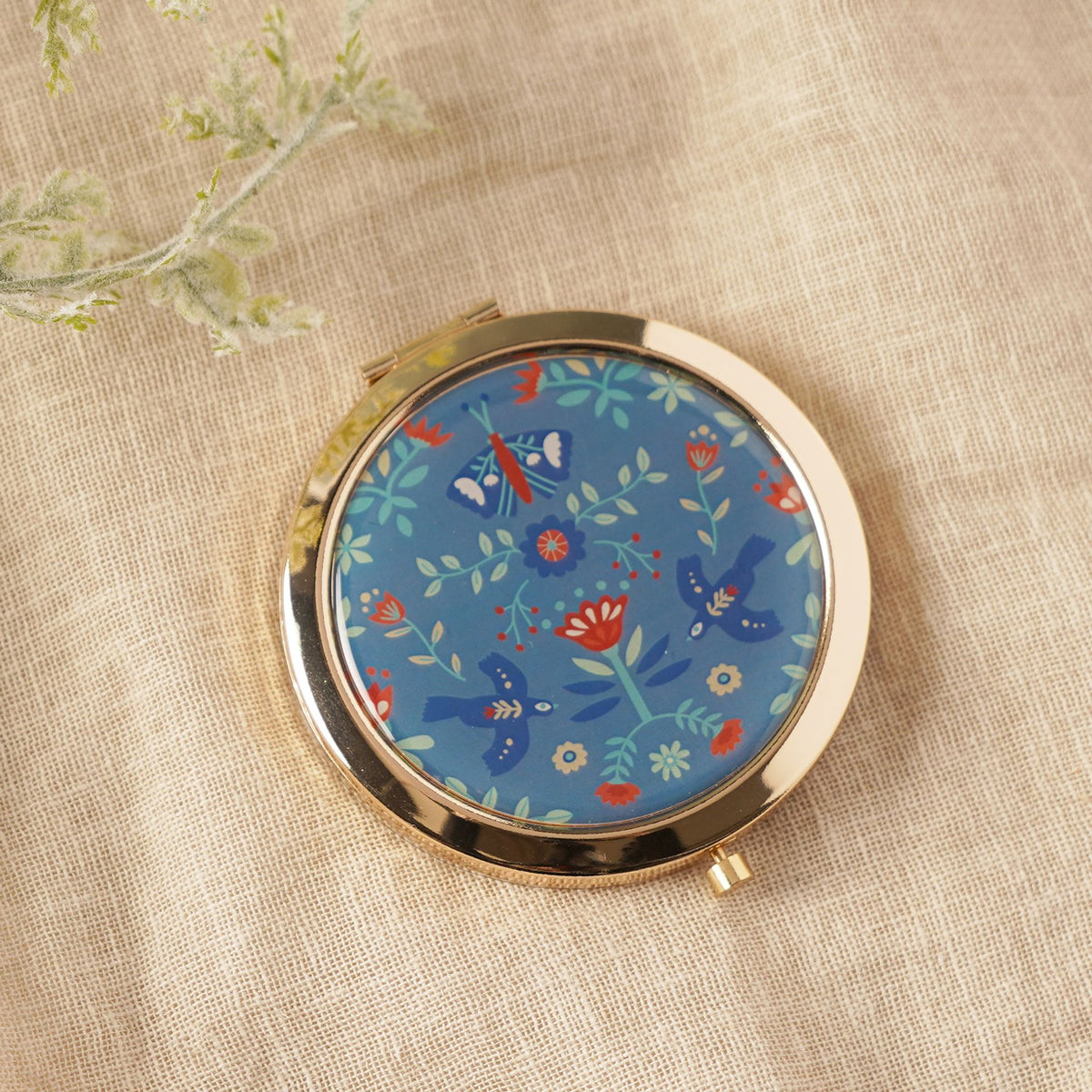 Sophia Lane Floral Compact Mirror - Blue