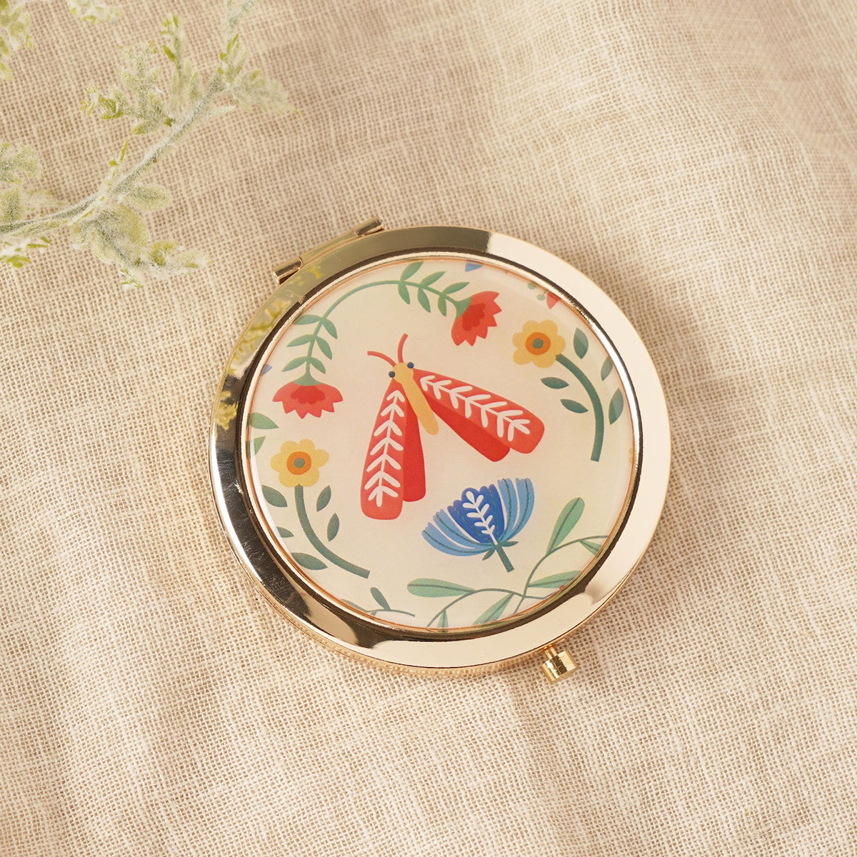 Sophia Lane Floral Compact Mirror - Cream