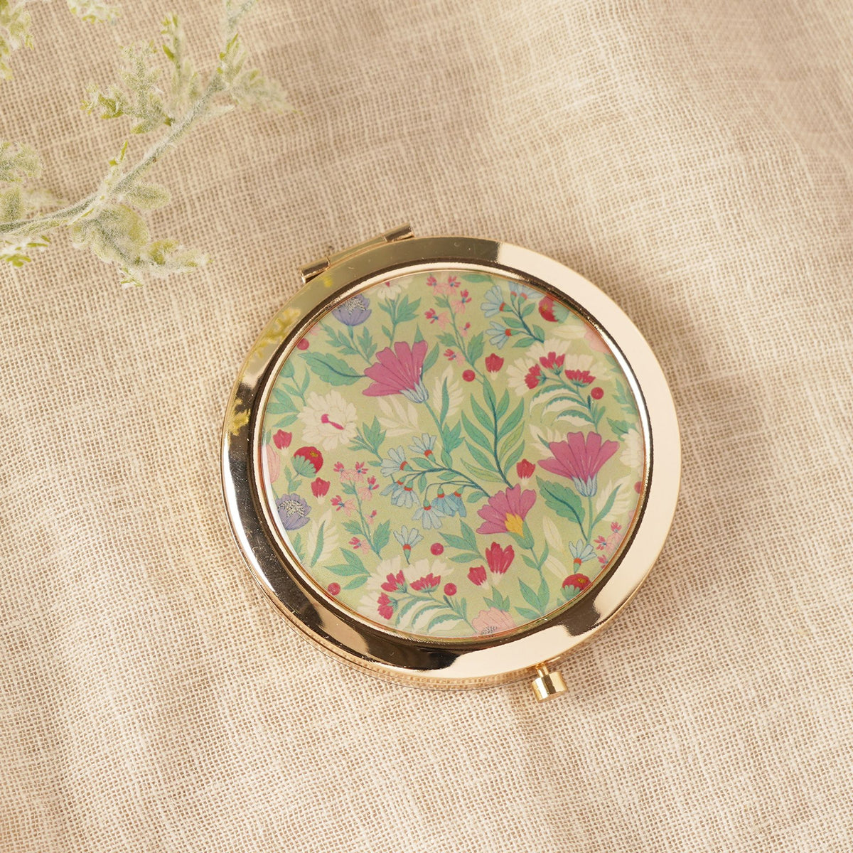 Sophia Lane Floral Compact Mirror - Green