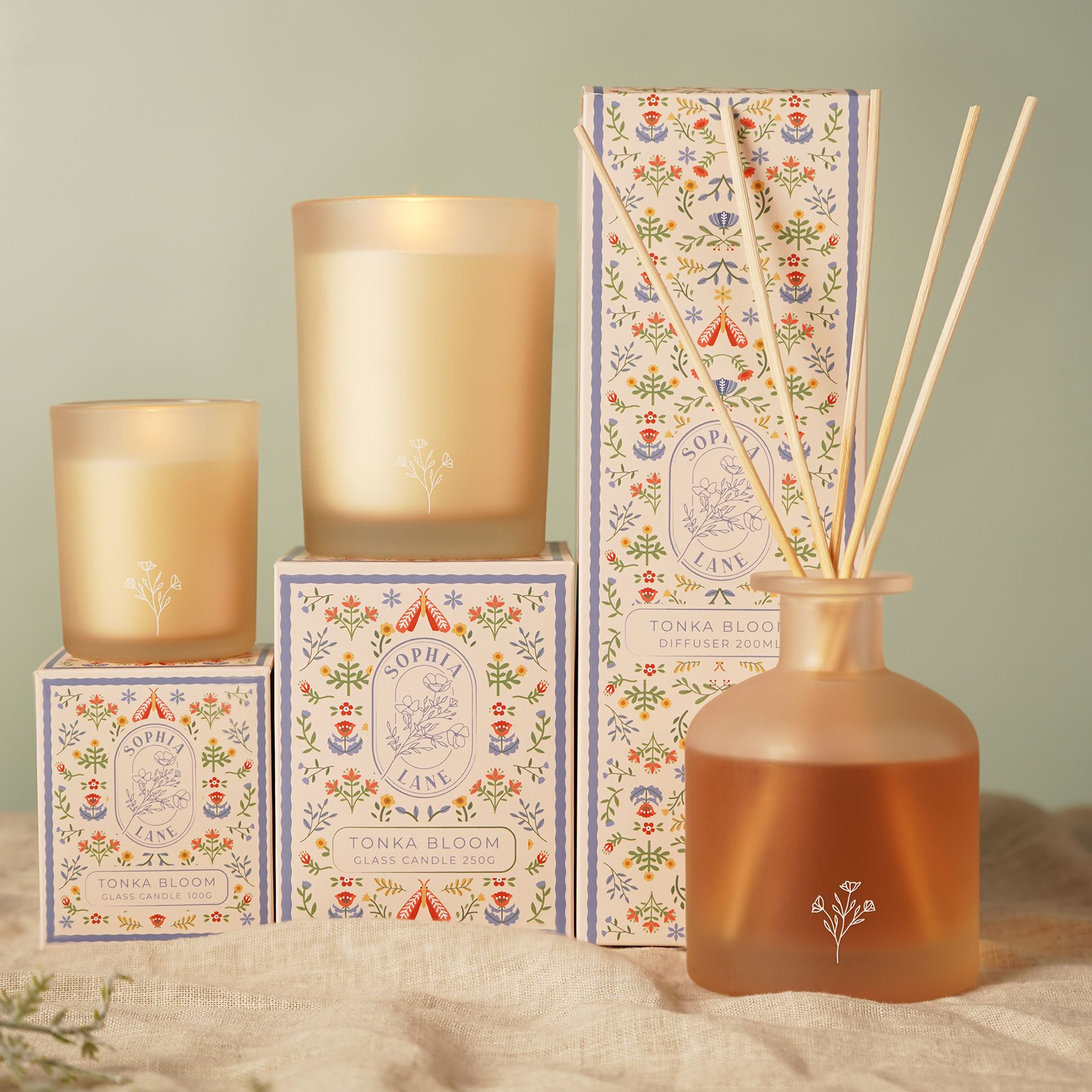 Sophia Lane Tonka Bloom Floral Candle - 250g