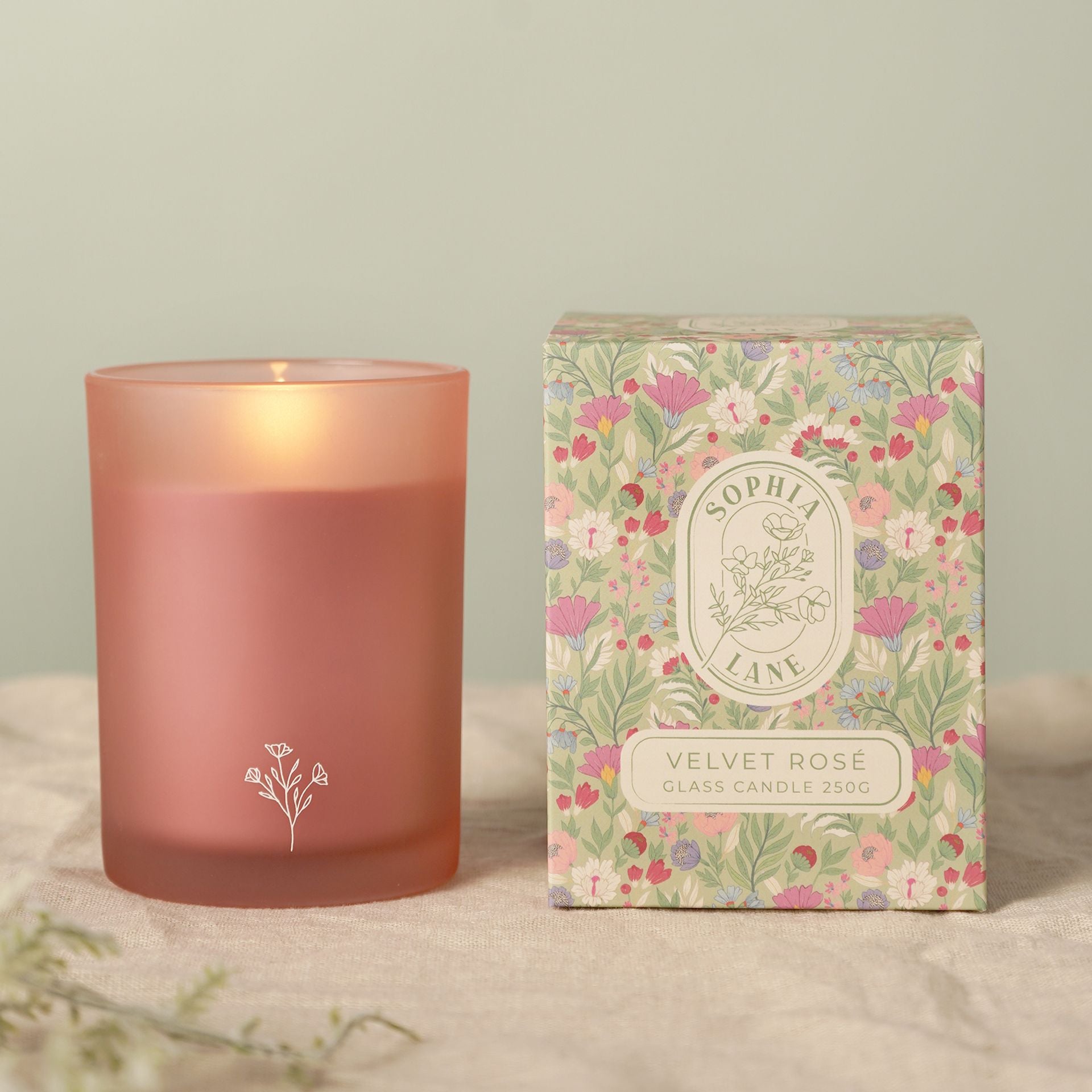 Sophia Lane Velvet Rose Floral Candle - 250g
