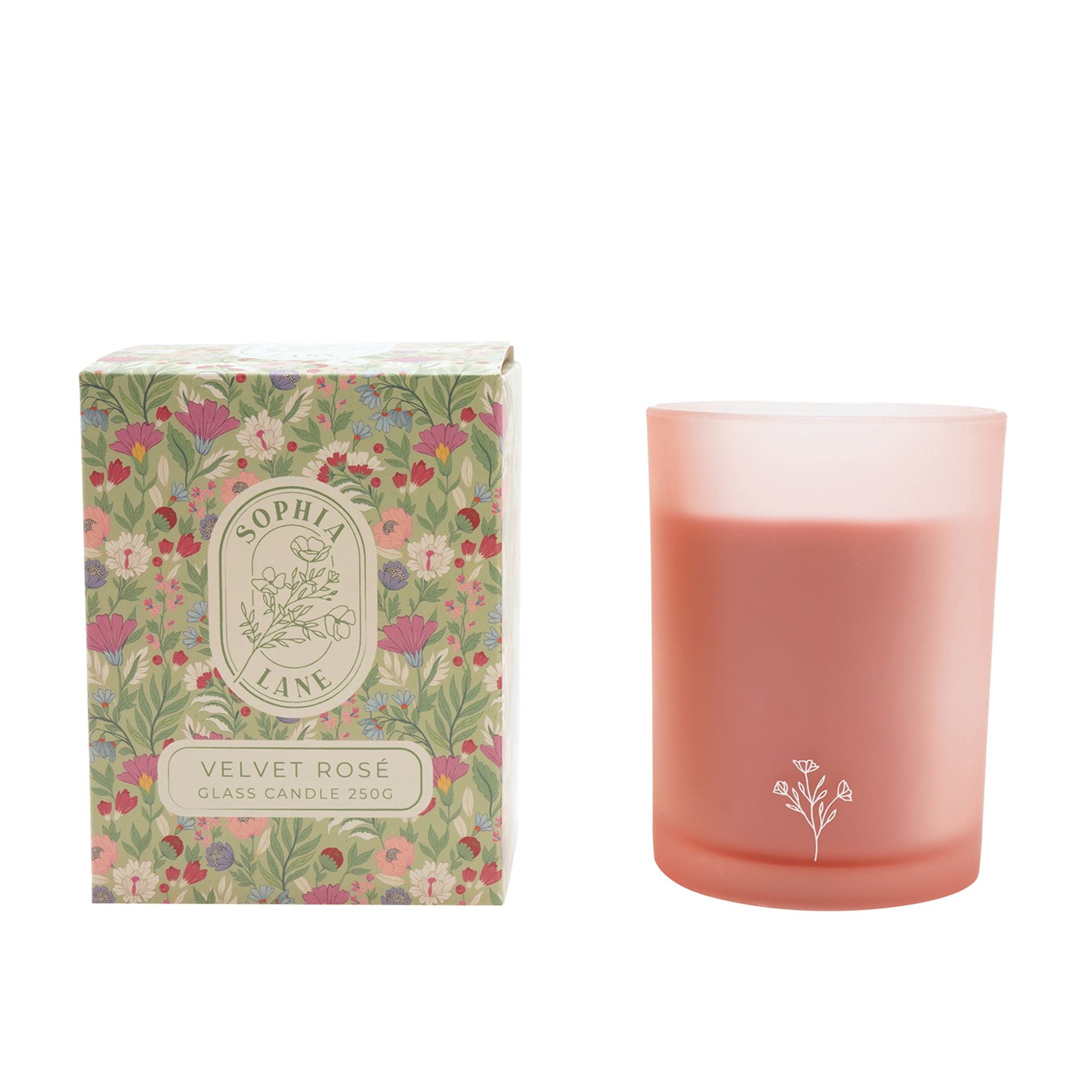 Sophia Lane Velvet Rose Floral Candle - 250g