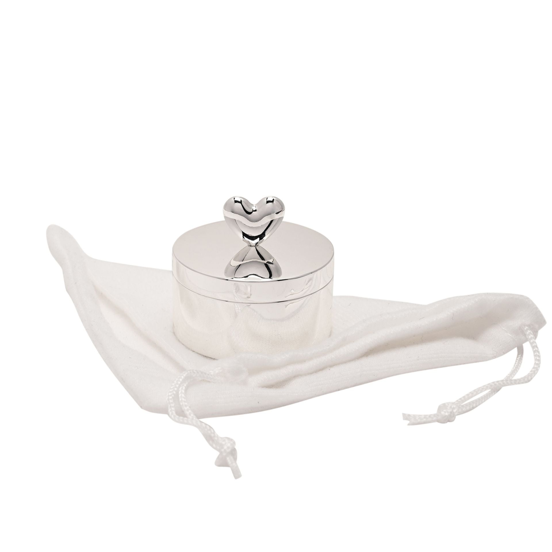 Sophia Silverplated Heart Round Trinket Box