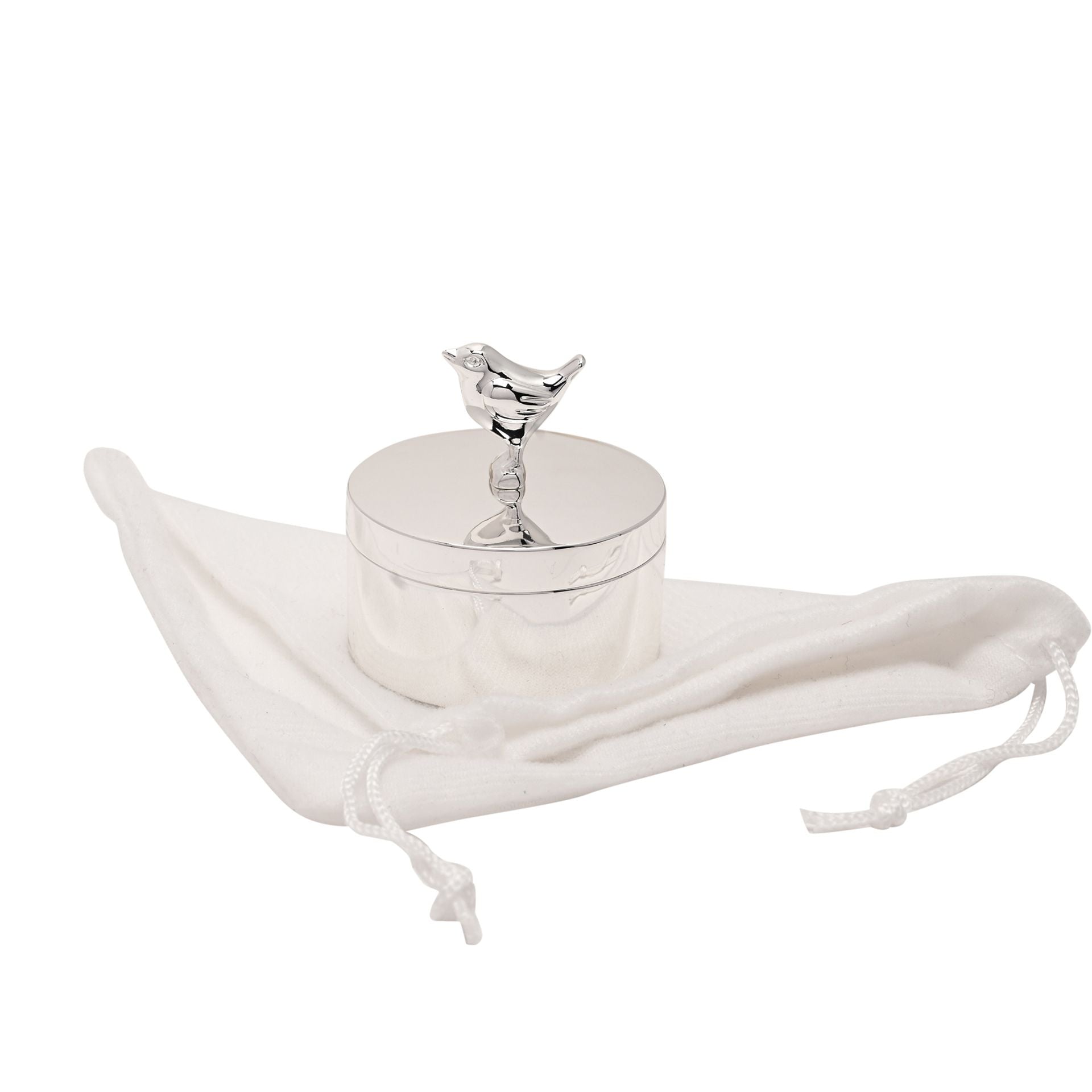 Sophia Silverplated Robin Round Trinket Box