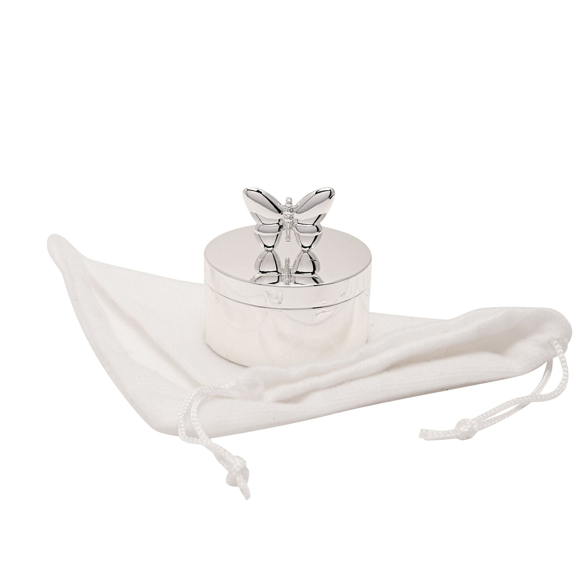 Sophia Silverplated Butterfly Round Trinket Box
