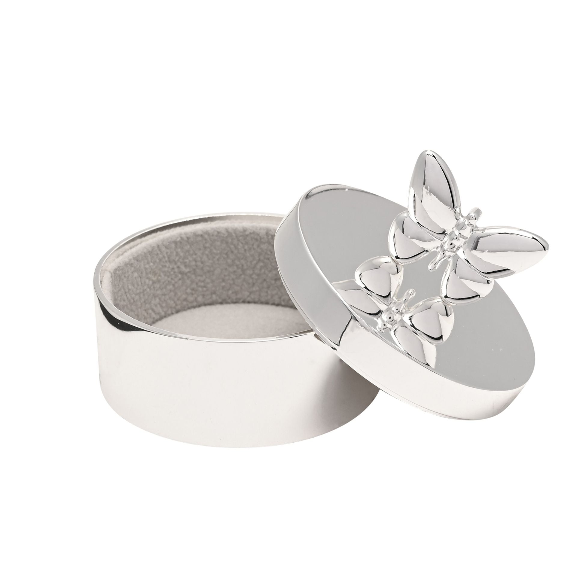 Sophia Silverplated Butterfly Round Trinket Box