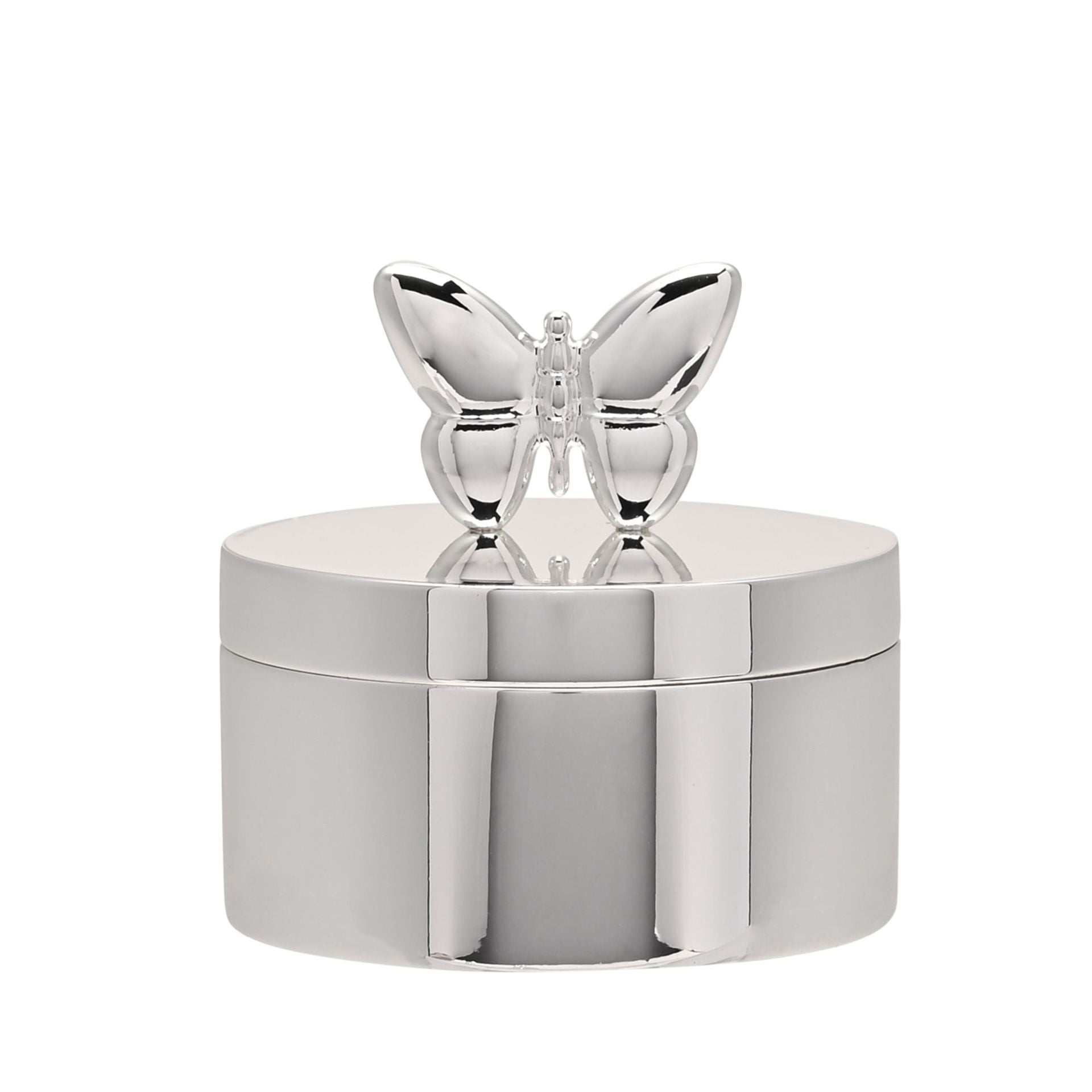 Sophia Silverplated Butterfly Round Trinket Box