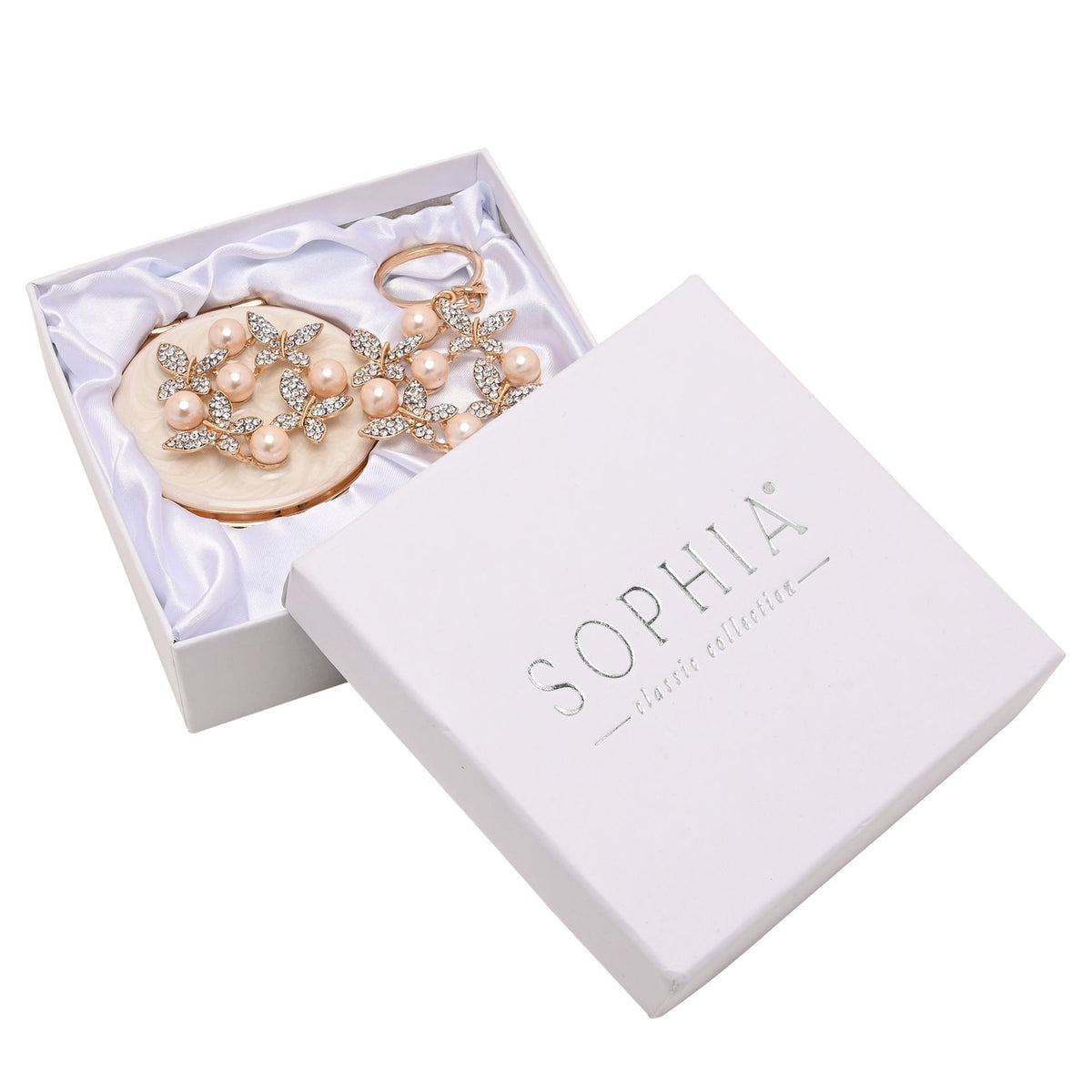 Sophia Classic Compact Mirror and Keyring Gift Set - Butterfly Cluster
