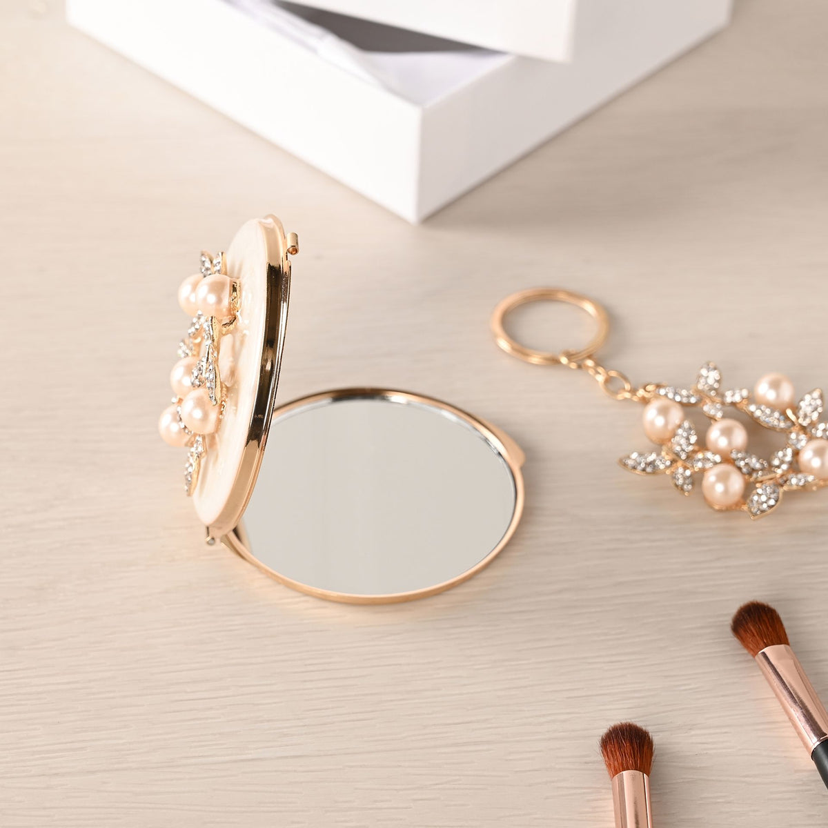 Sophia Classic Compact Mirror and Keyring Gift Set - Butterfly Cluster