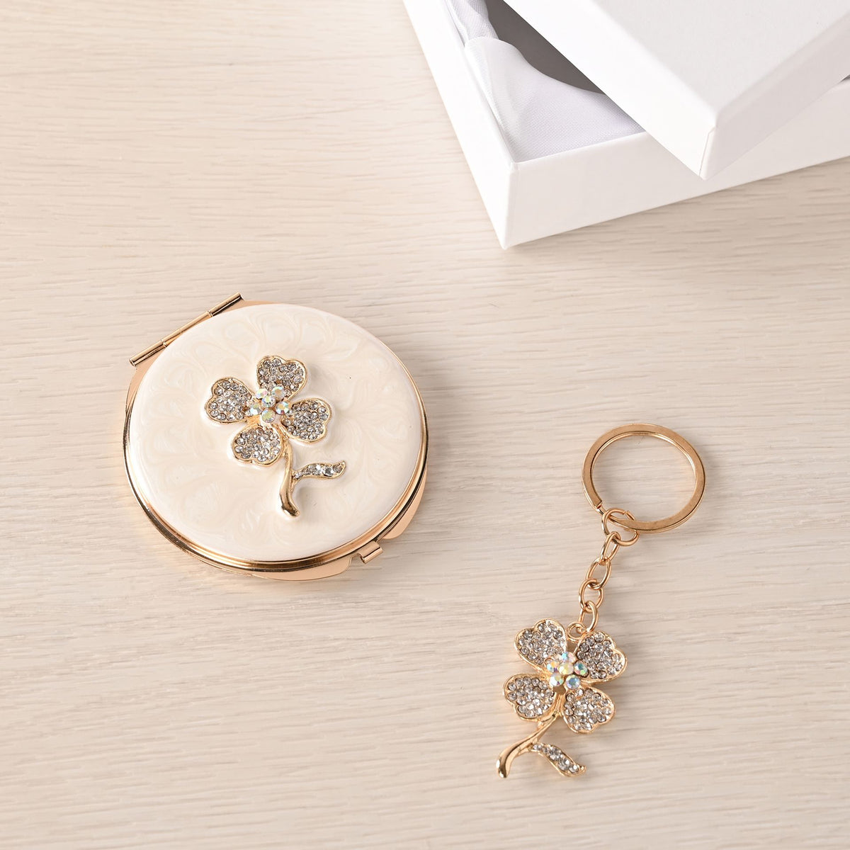 Sophia Classic Compact Mirror and Keyring Gift Set - Lucky Flower