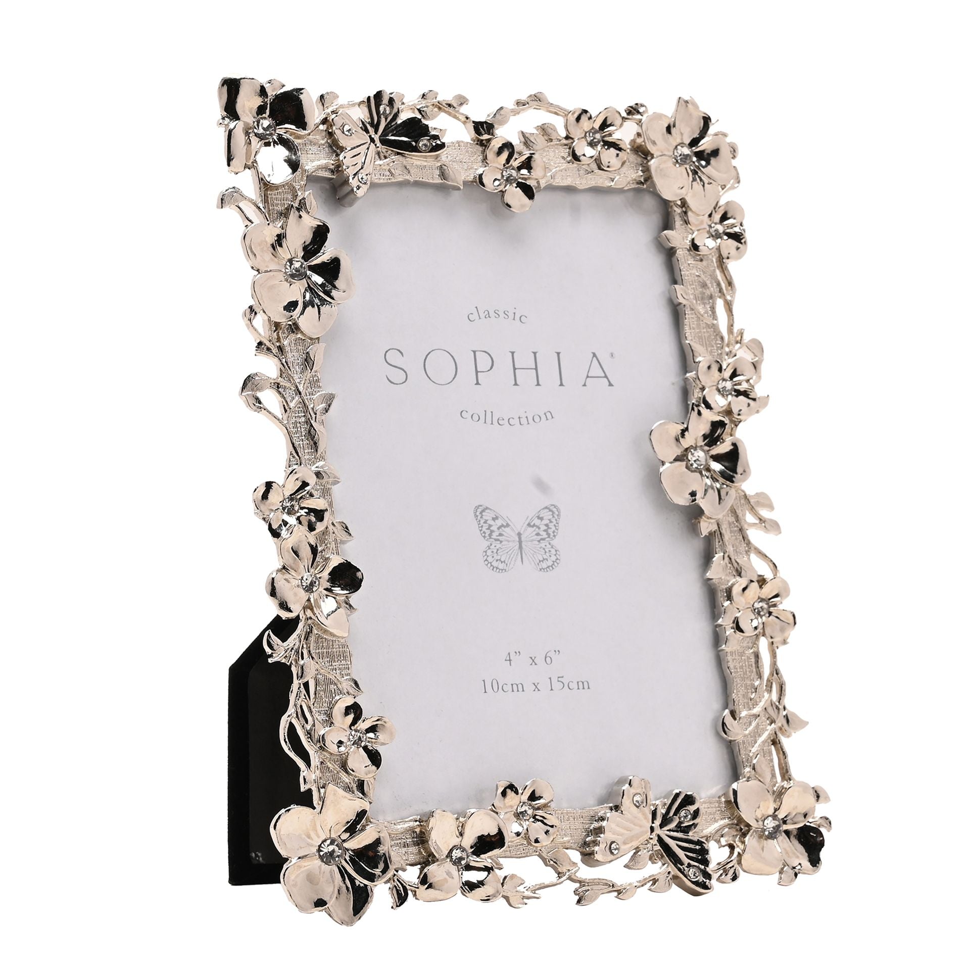 Sophia Floral Butterfly Nickle Plated Photo Frame - 4 x 6ins