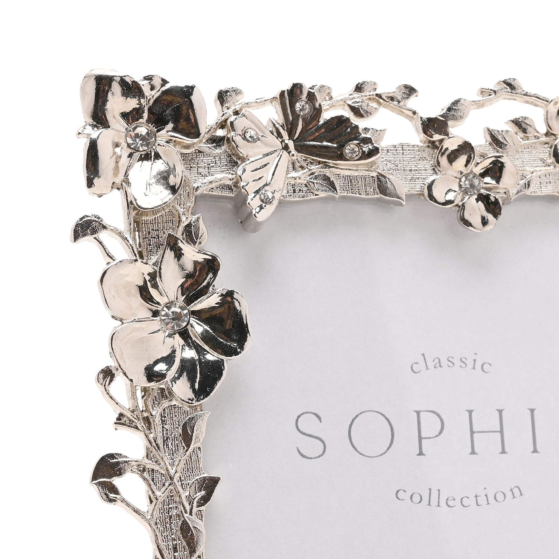 Sophia Floral Butterfly Nickle Plated Photo Frame - 4 x 6ins