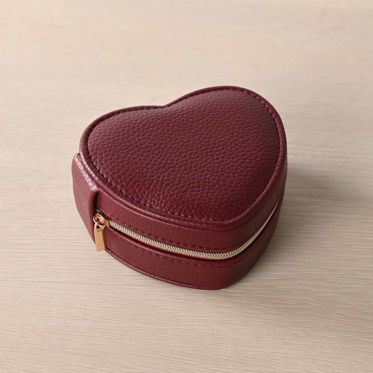 Sophia Heart Shaped Jewellery Box - Burgundy