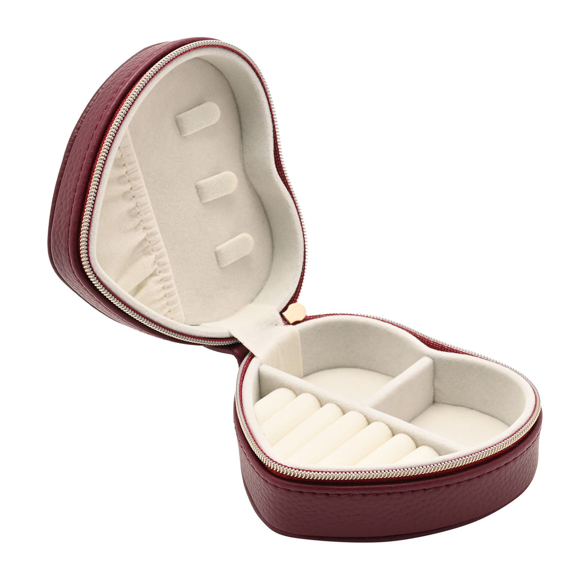 Sophia Heart Shaped Jewellery Box - Burgundy