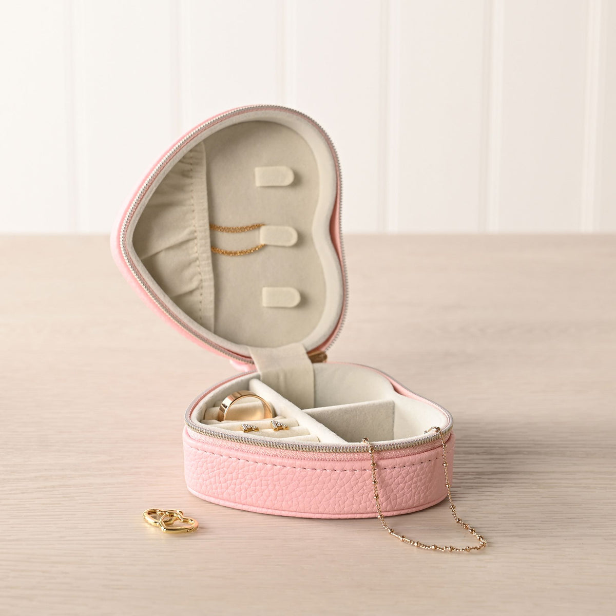 Sophia Heart Shaped Jewellery Box - Pink