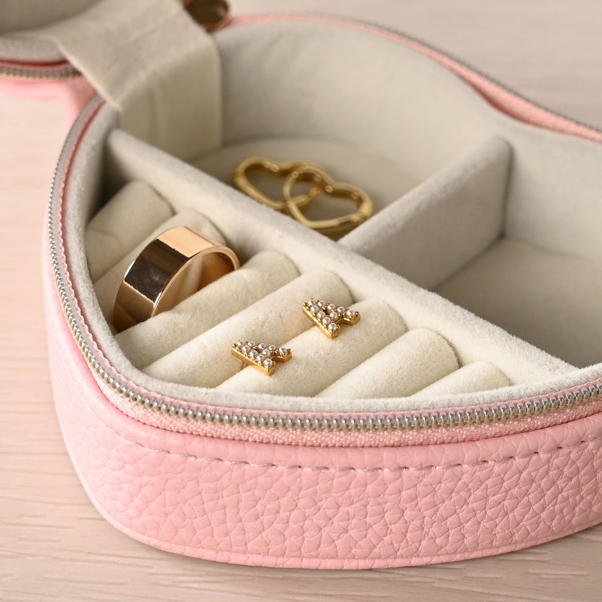 Sophia Heart Shaped Jewellery Box - Pink