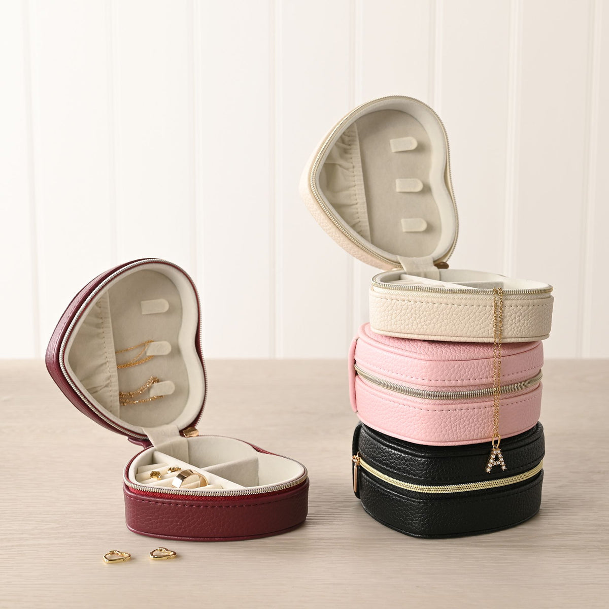 Sophia Heart Shaped Jewellery Box - Black