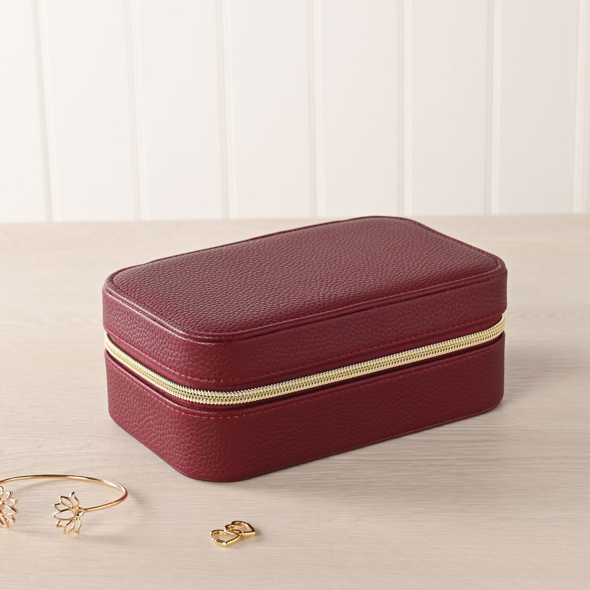 Sophia Jewellery Box with Mirror Medium - Burgundy